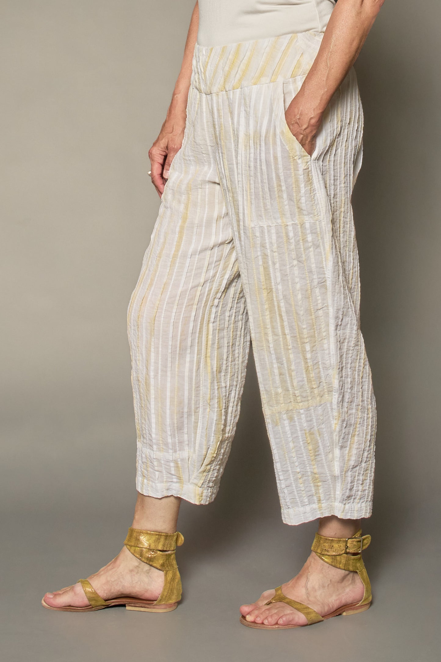 DOUBLE TIE DYE RIPPLE TUCK NEW LANTERN PANTS - trw1651-ivy -
