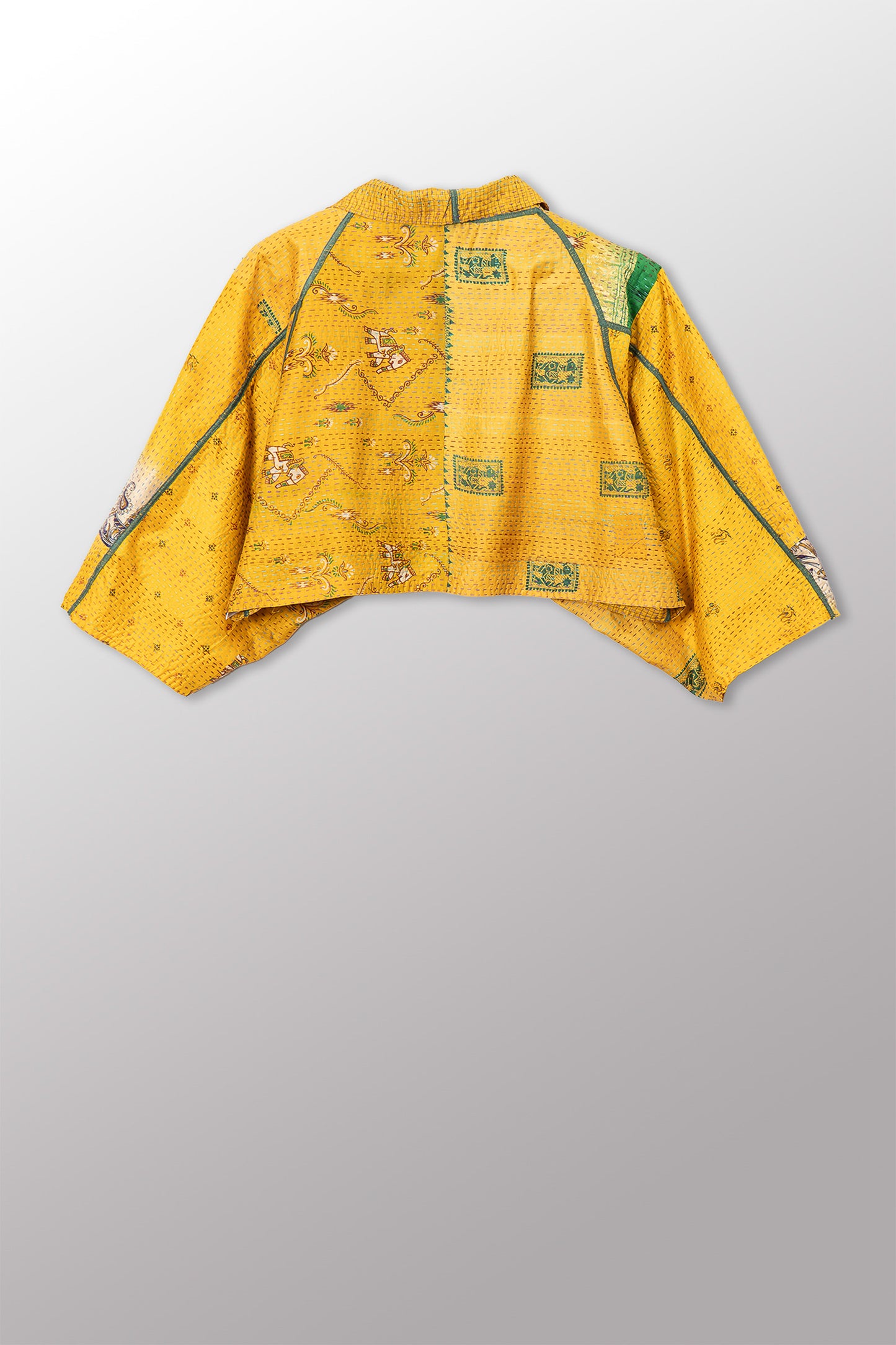 VINTAGE SILK KANTHA PUFF SLV. SHRUG - sv2062-0020a -