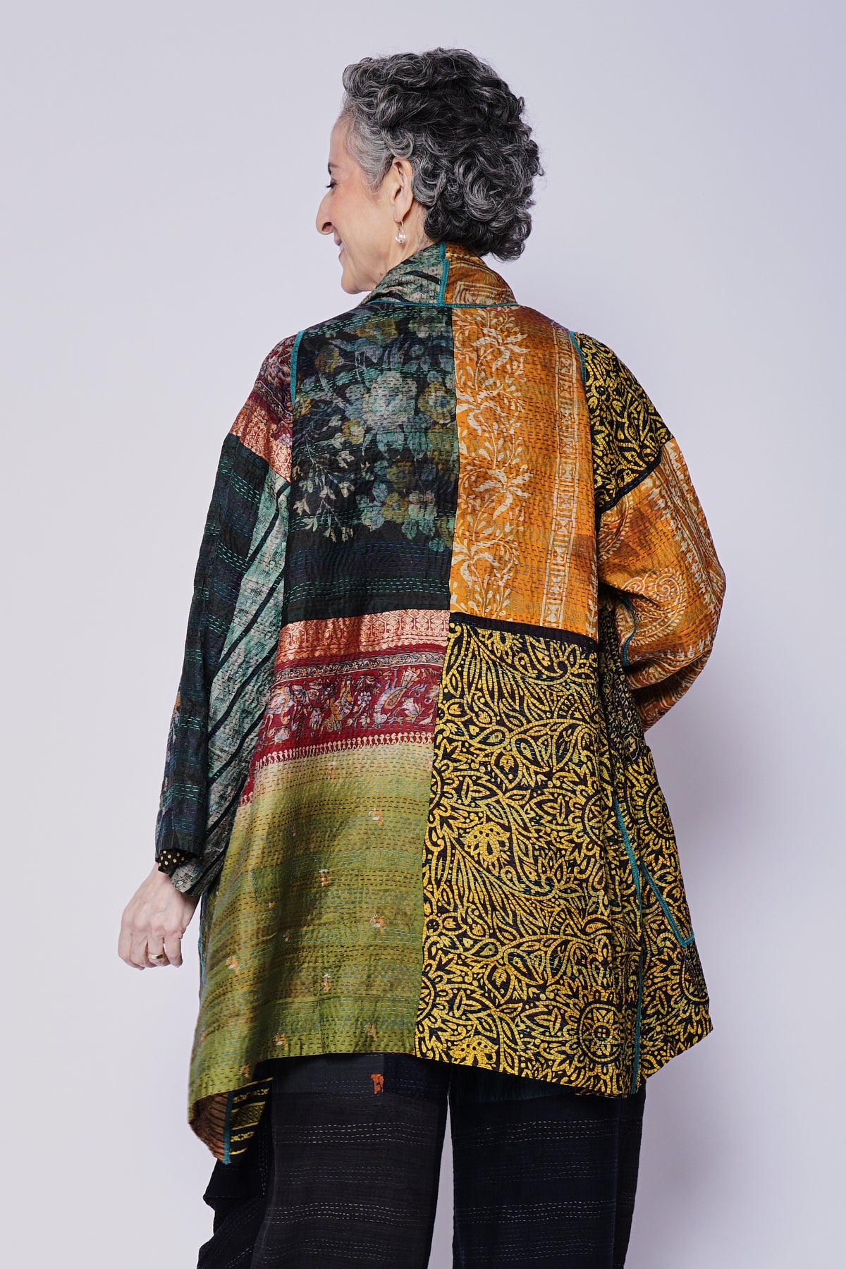 VINTAGE SILK KANTHA A-LINE JKT - sv2003-0408a -