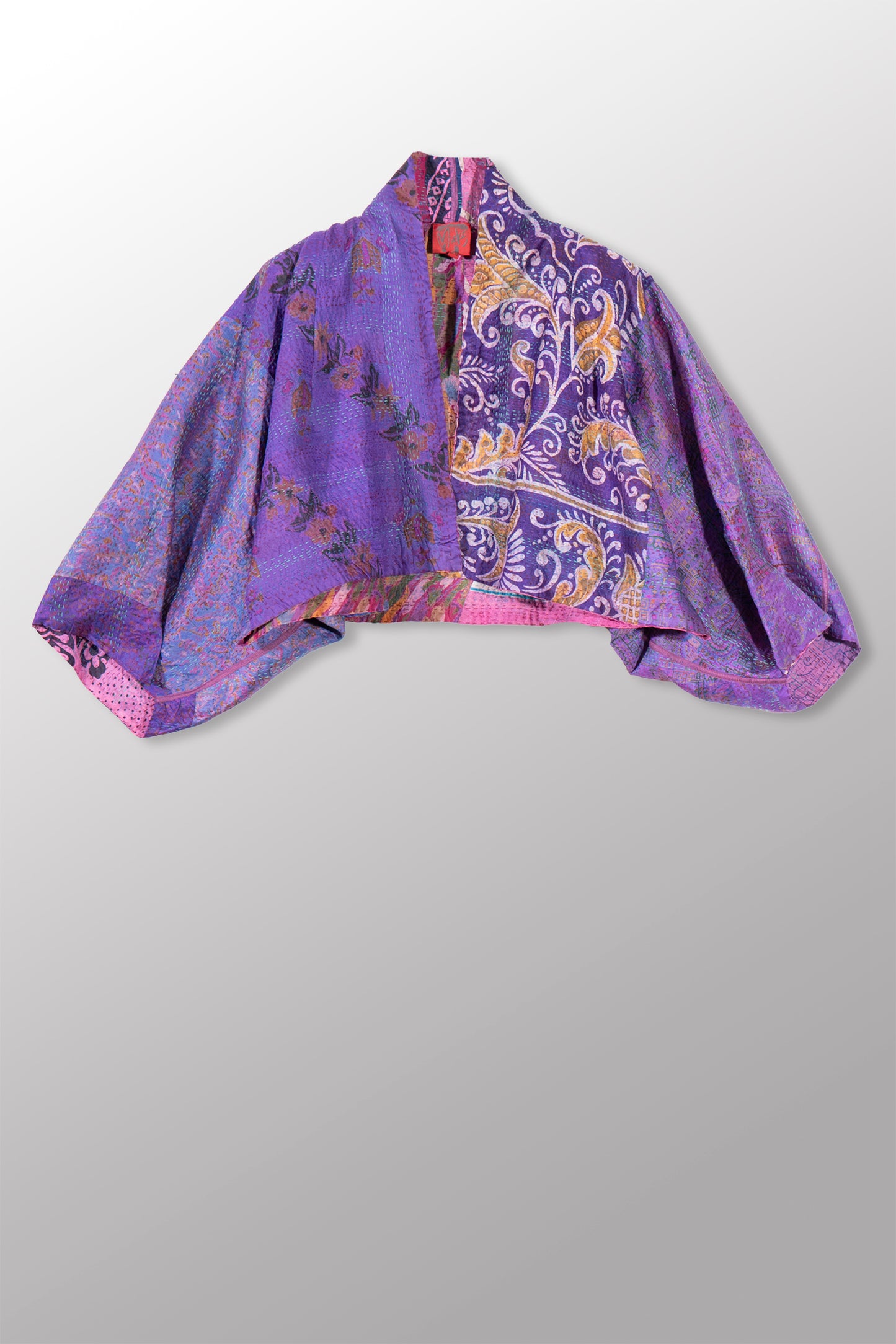 VINTAGE SILK KANTHA PUFF SLV. SHRUG - sv2062-0007a -