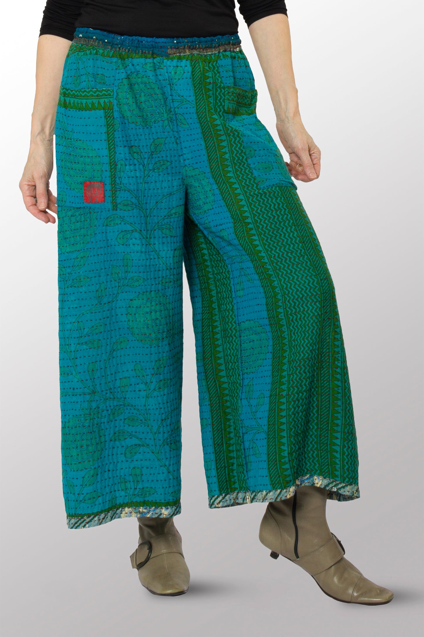 VINTAGE COTTON BBK KANTHA DRAW STRING PANTS - bl-bb2647-0002m -