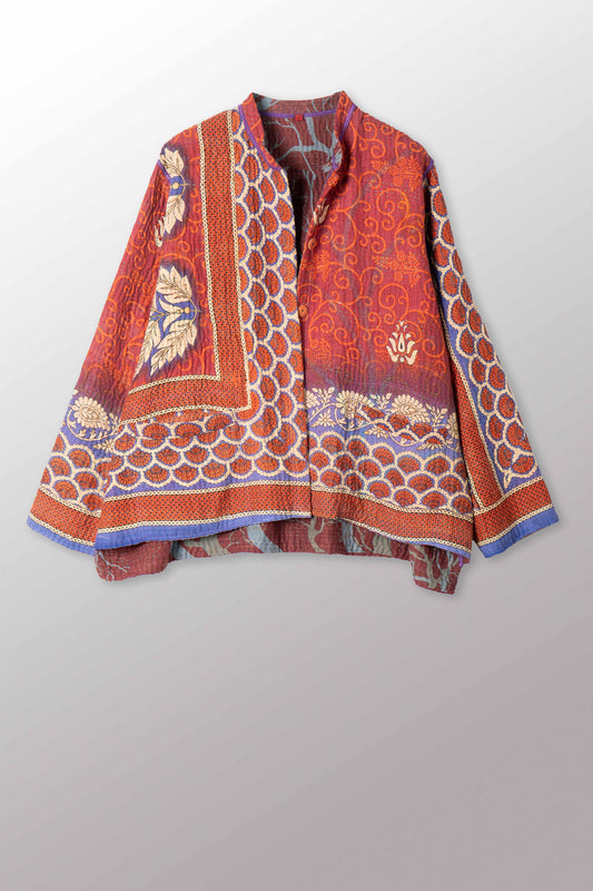 VINTAGE COTTON KANTHA KAFTAN JACKET SHORT - cv4088-0009s -