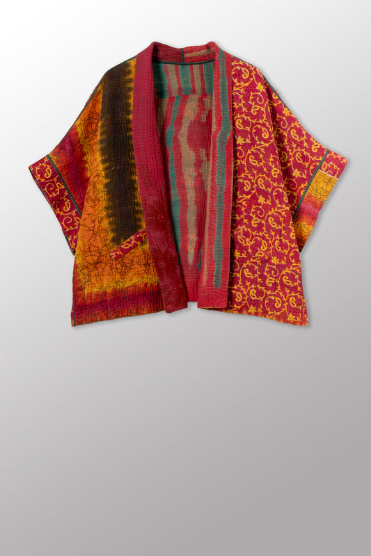 VINTAGE COTTON KANTHA MINI PONCHO - cv4060-0072a -