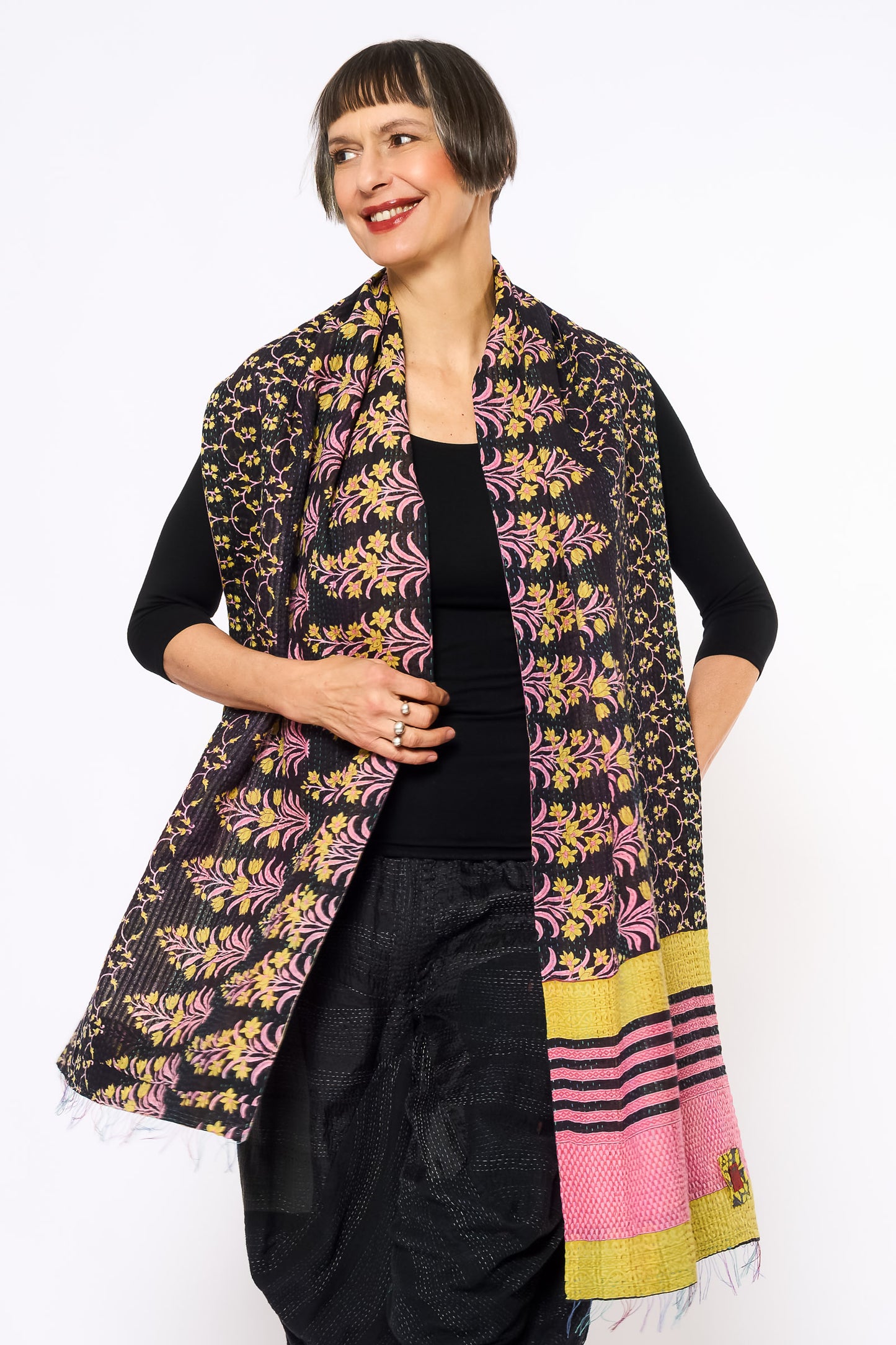 VINTAGE COTTON KANTHA SCARF STANDARD - cv2801-0020a -