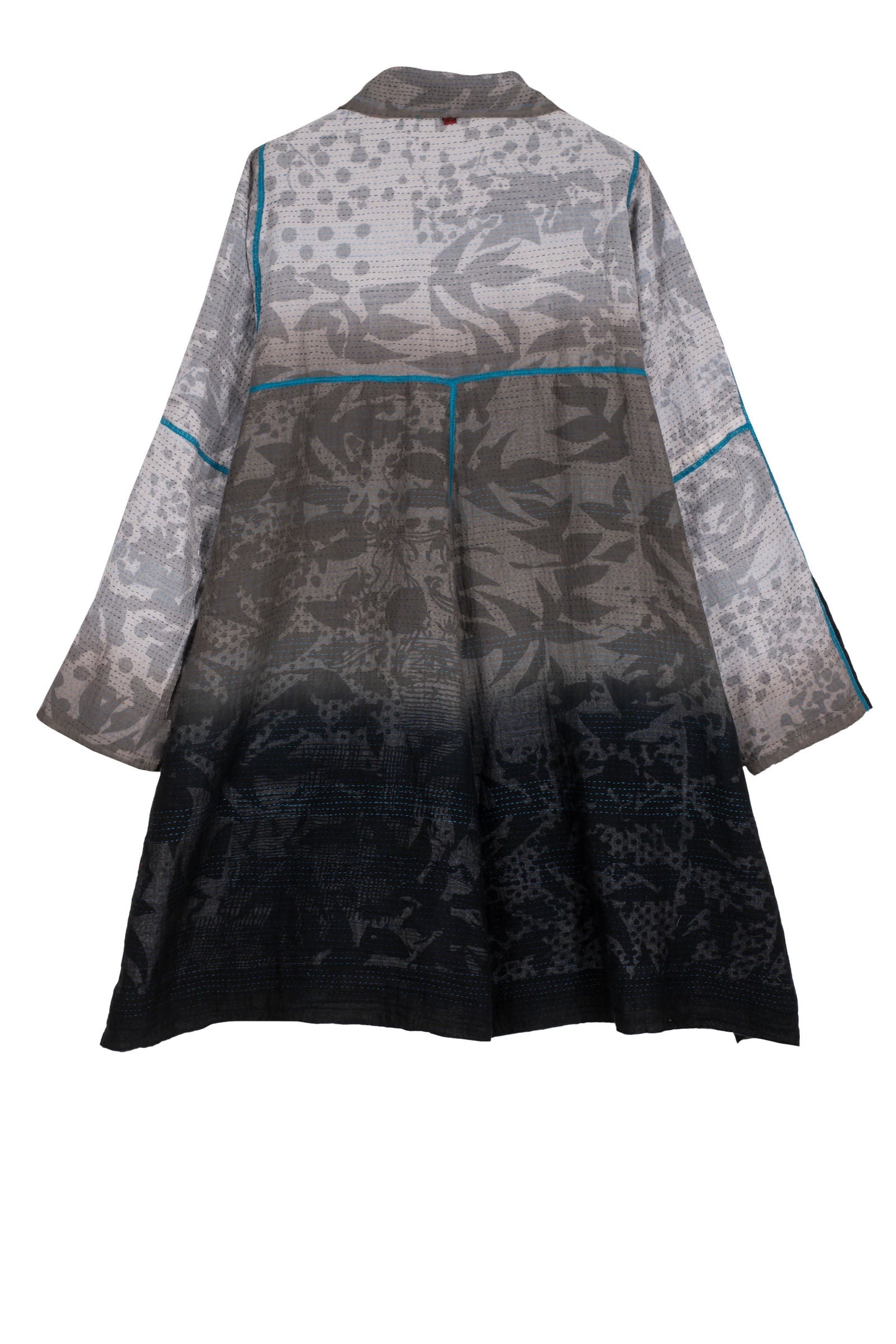 MONOTONE TWILIGHT PRINT KANTHA A-LINE DUSTER - tp2311-wht -