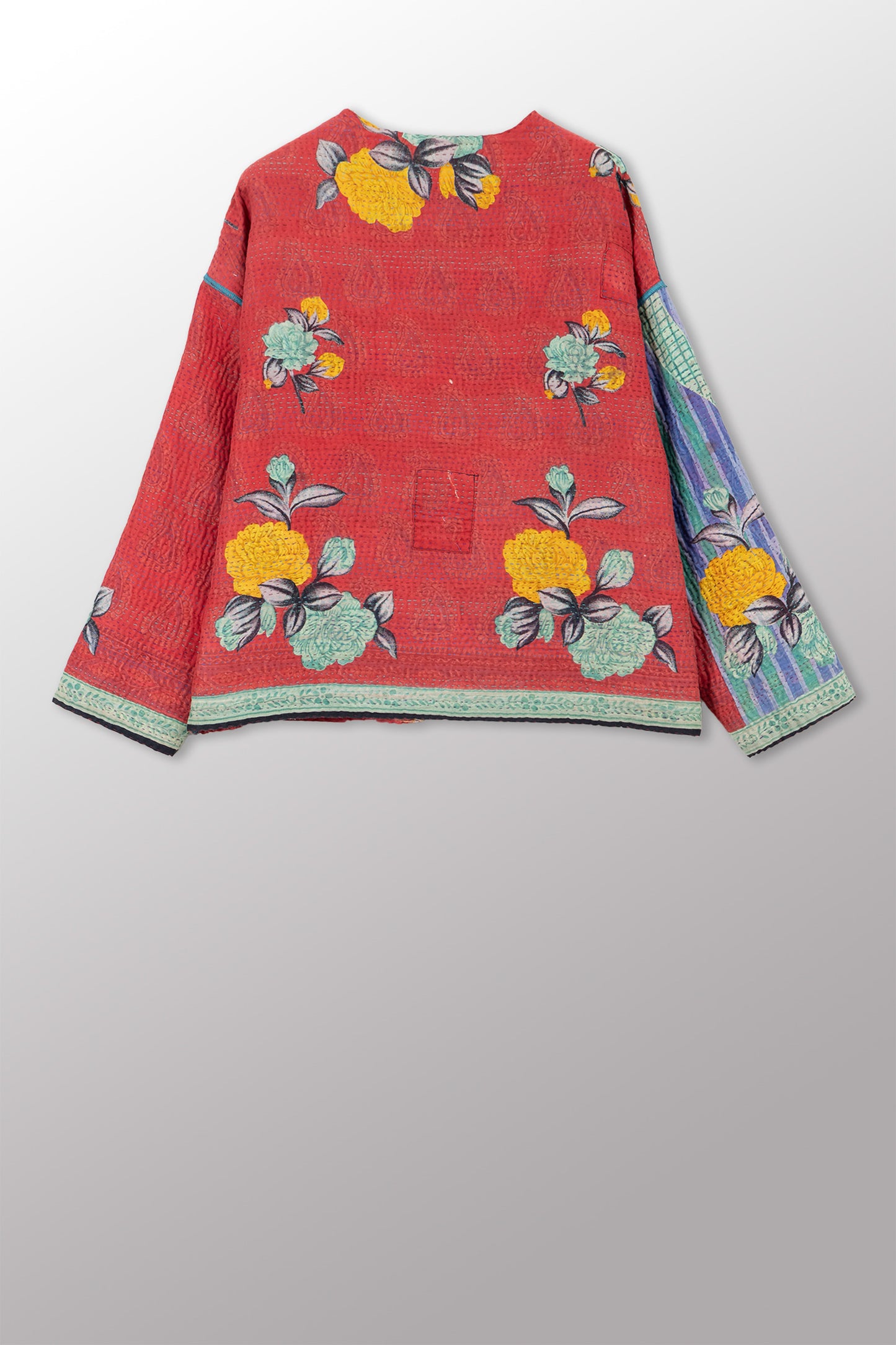 VINTAGE COTTON KANTHA CREW NECK SHORT JKT - cv4053-0074a -