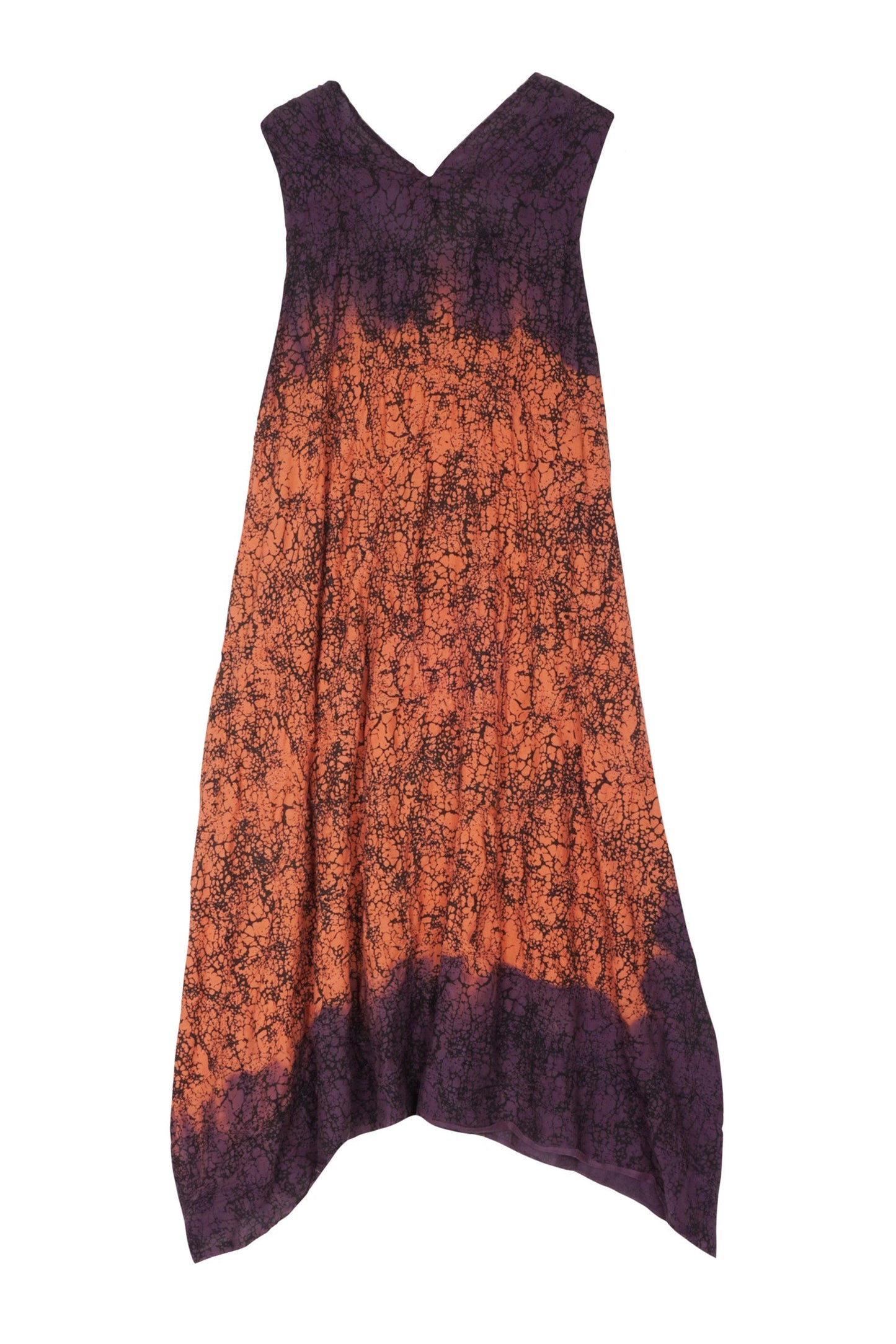 OMBRE MUD DYE SHIBORI KANTHA TENT DRESS - md1413-org -