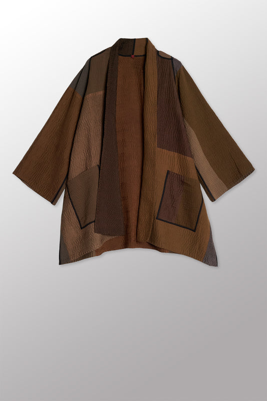 JAIPUR PATCH KANTHA A-LINE JKT - jp4003-brn -