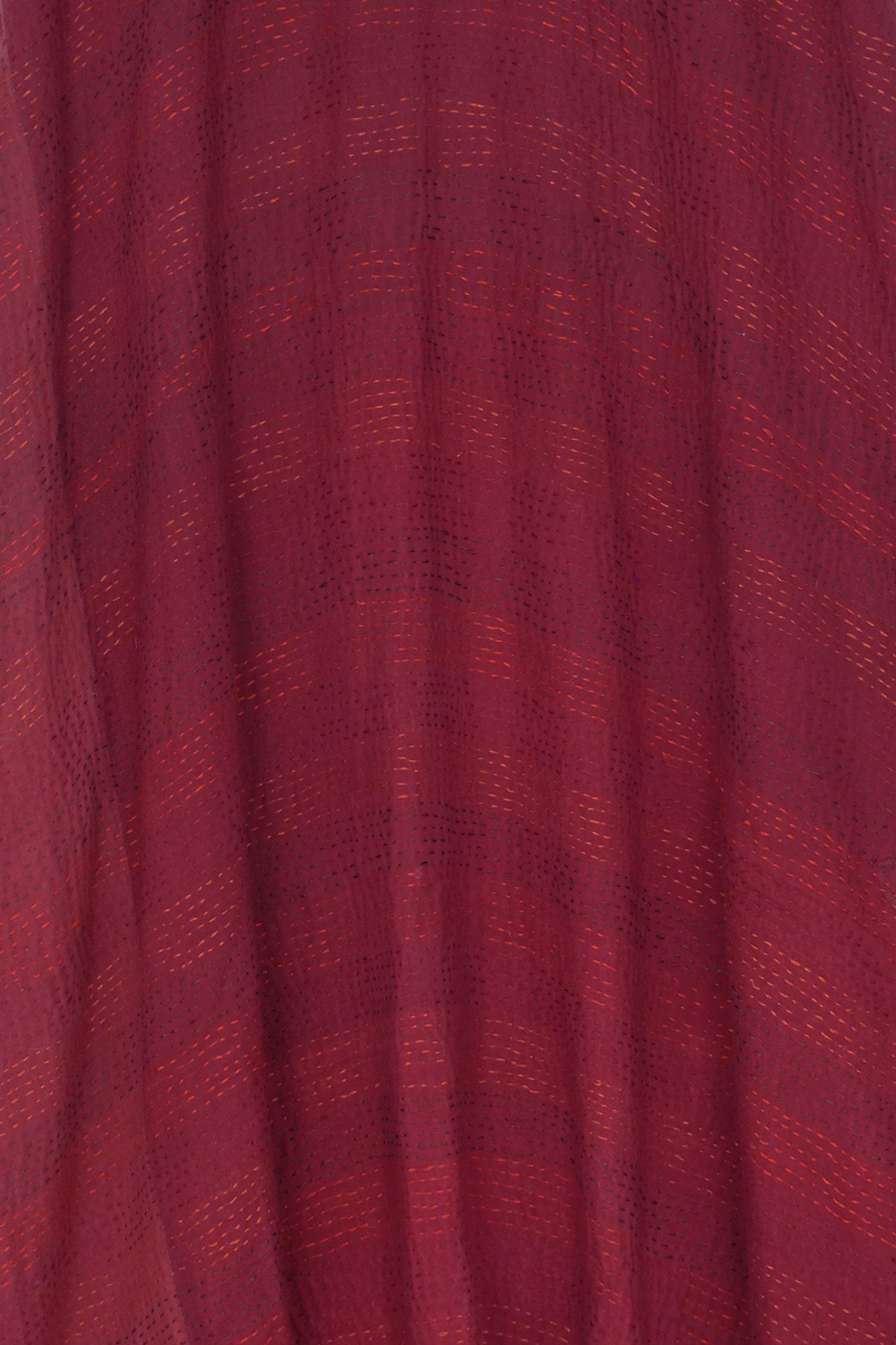LANDSCAPE FRAYED PATCH KANTHA PUFF COLLAR VEST - lf2232-red -