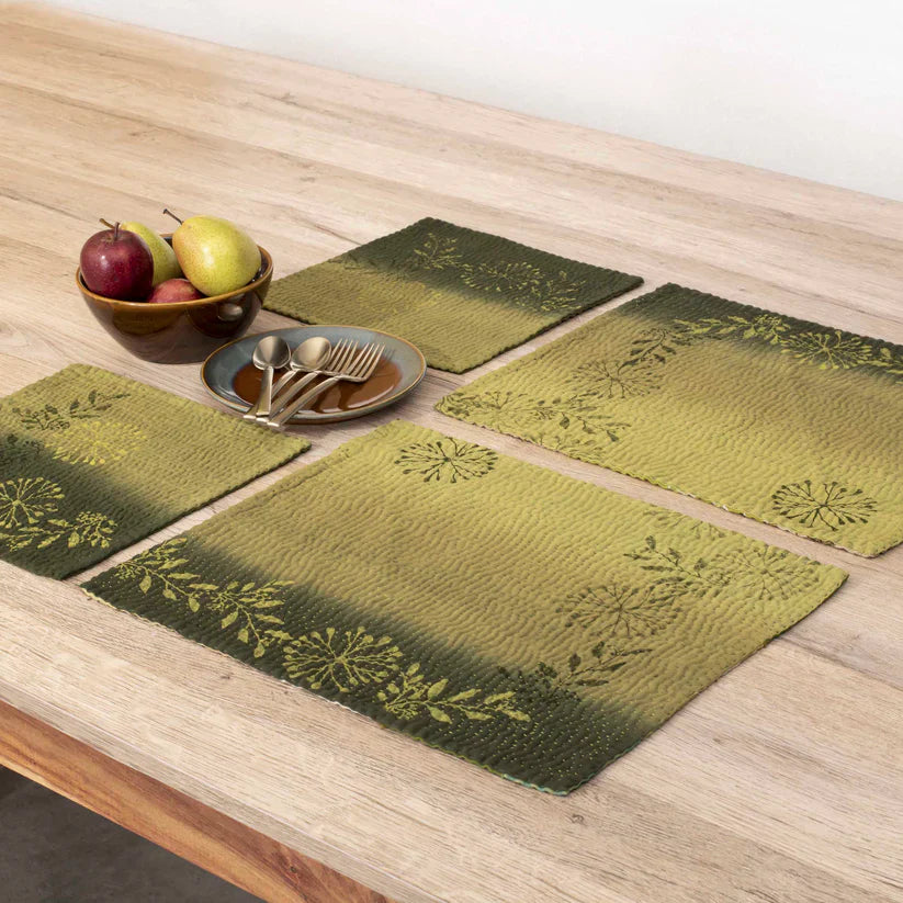Ombre Patch Handmade Placemats -Green (Set of 2)