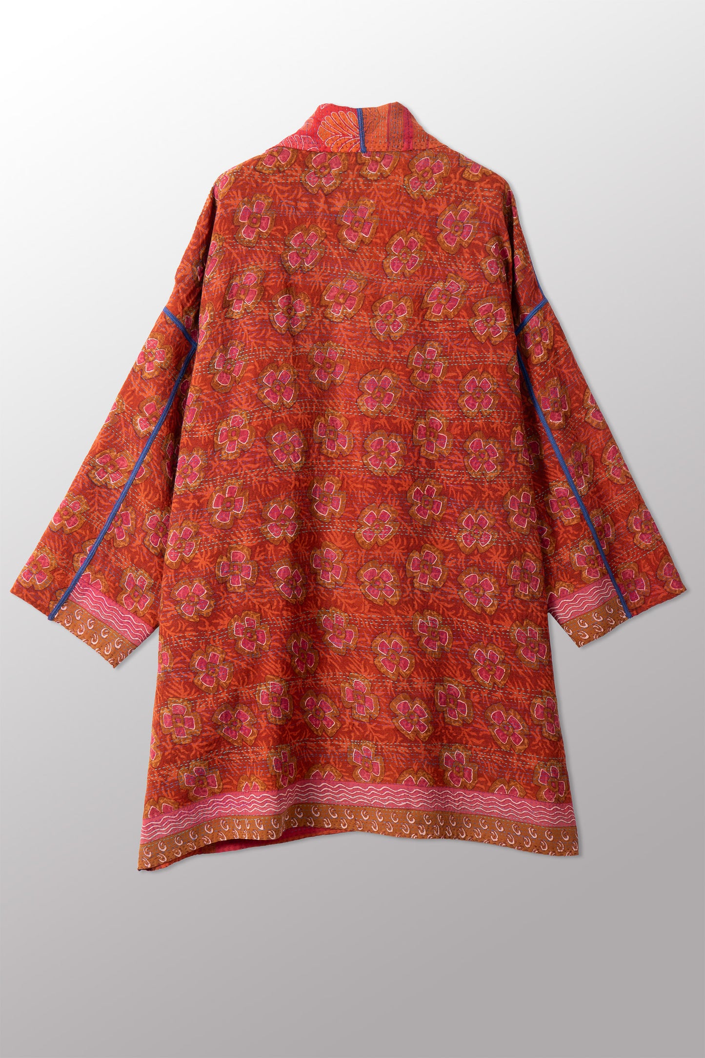 VINTAGE SILK GEORGETTE COTTON KANTHA HAORI JACKET - gc2068-0001a -