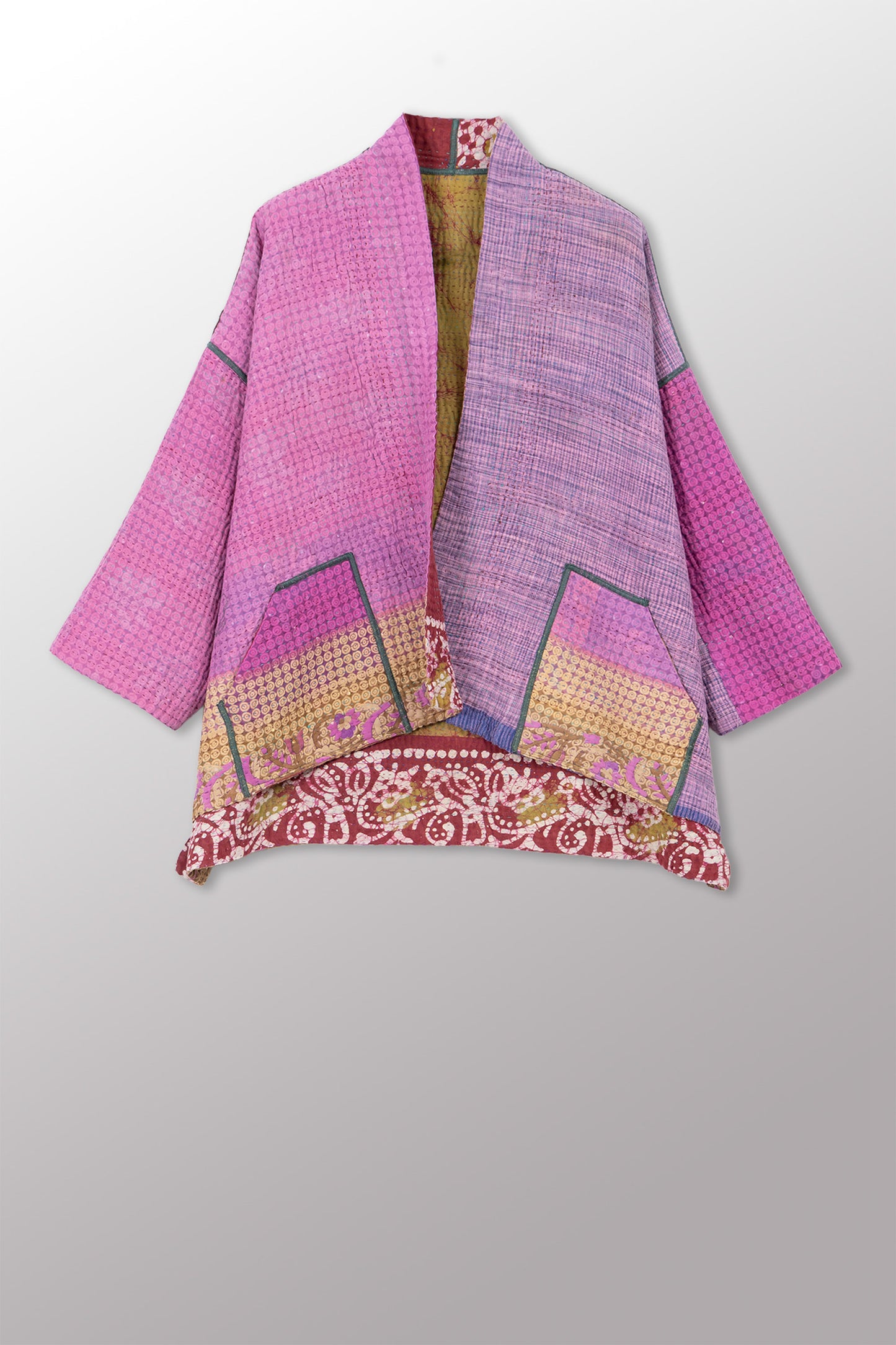 VINTAGE COTTON KANTHA MINI KIMONO JKT - cv4055-0059a -