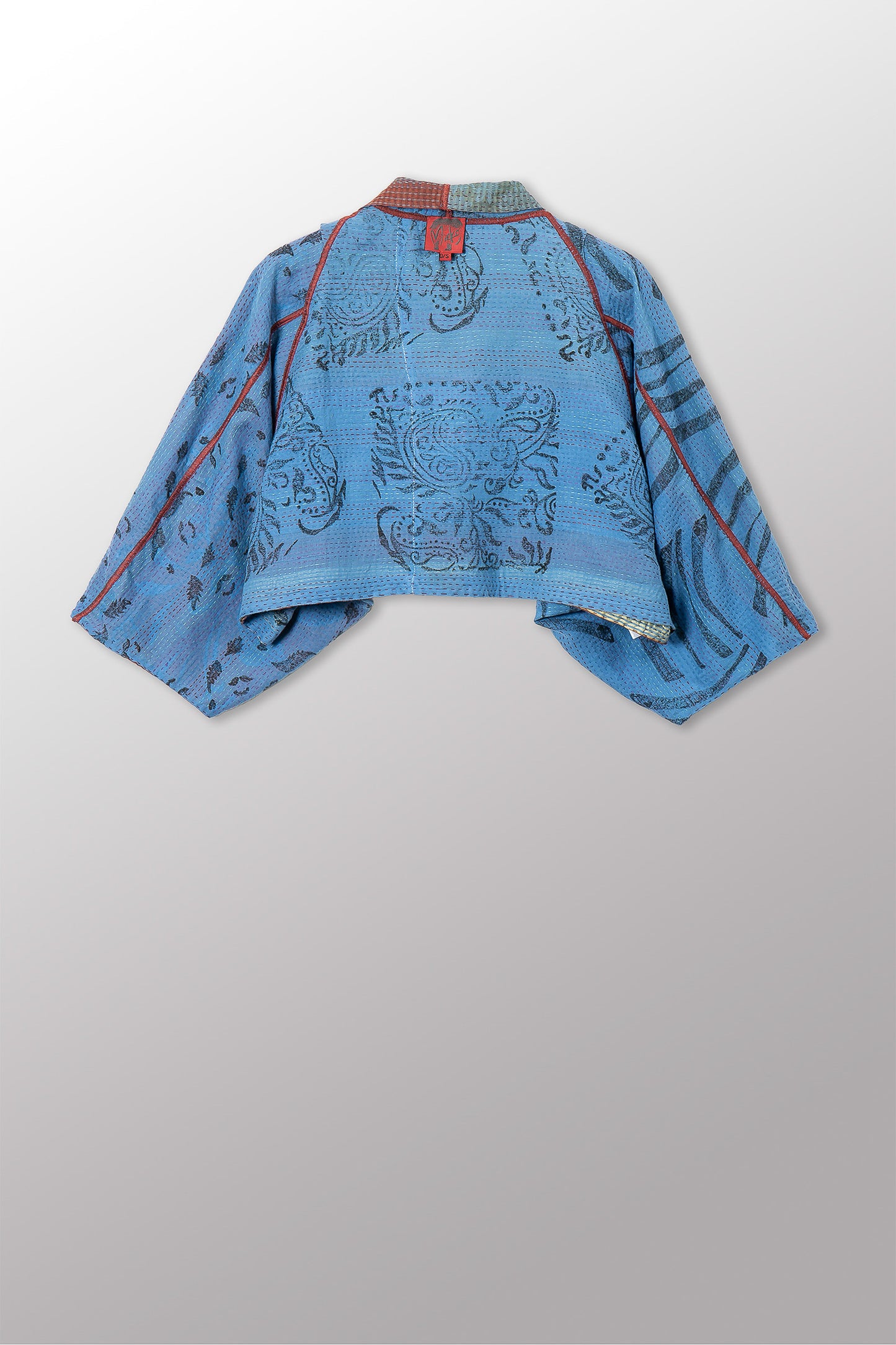 VINTAGE COTTON & NEW VOILE KANTHA PUFF SLV. SHRUG - cn2062-0006a -