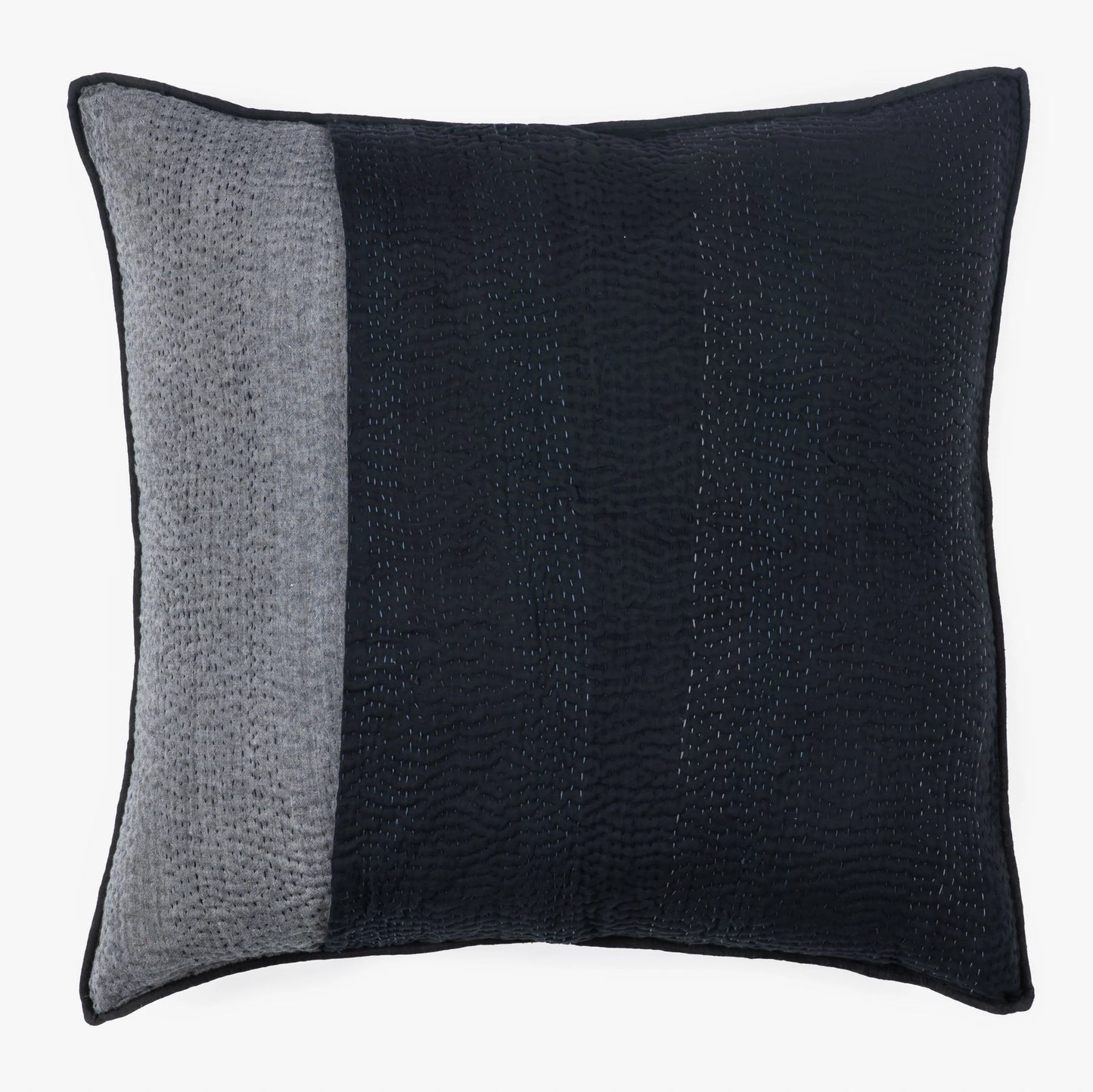 Landscape Handmade vintage Kantha Pillow - Black