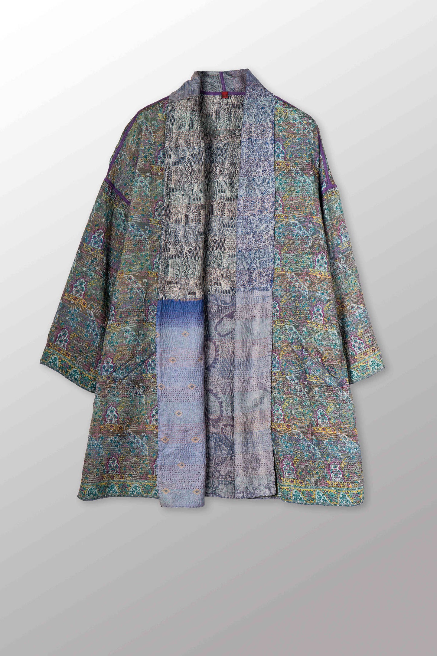 VINTAGE SILK KANTHA HAORI JACKET - sv2068-0004a -