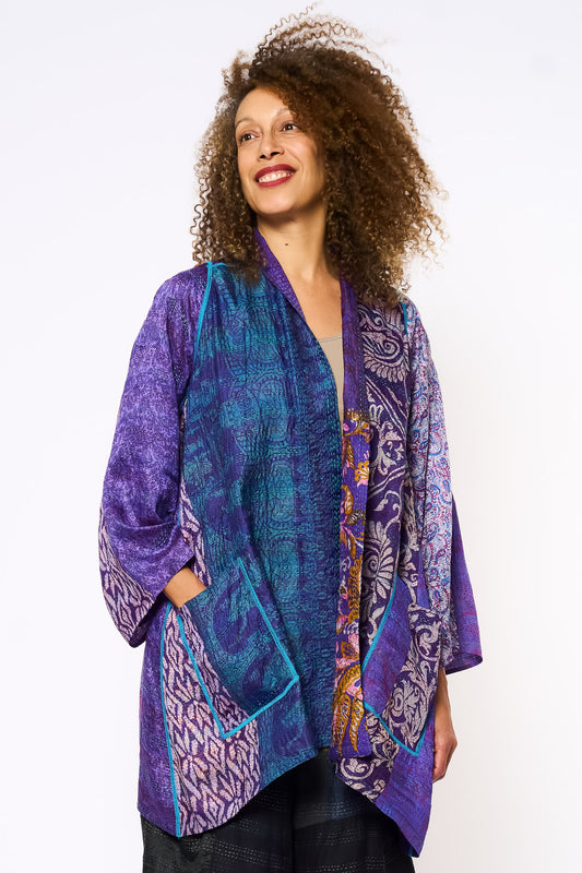VINTAGE SILK KANTHA A-LINE JKT - sv2003-0412a -