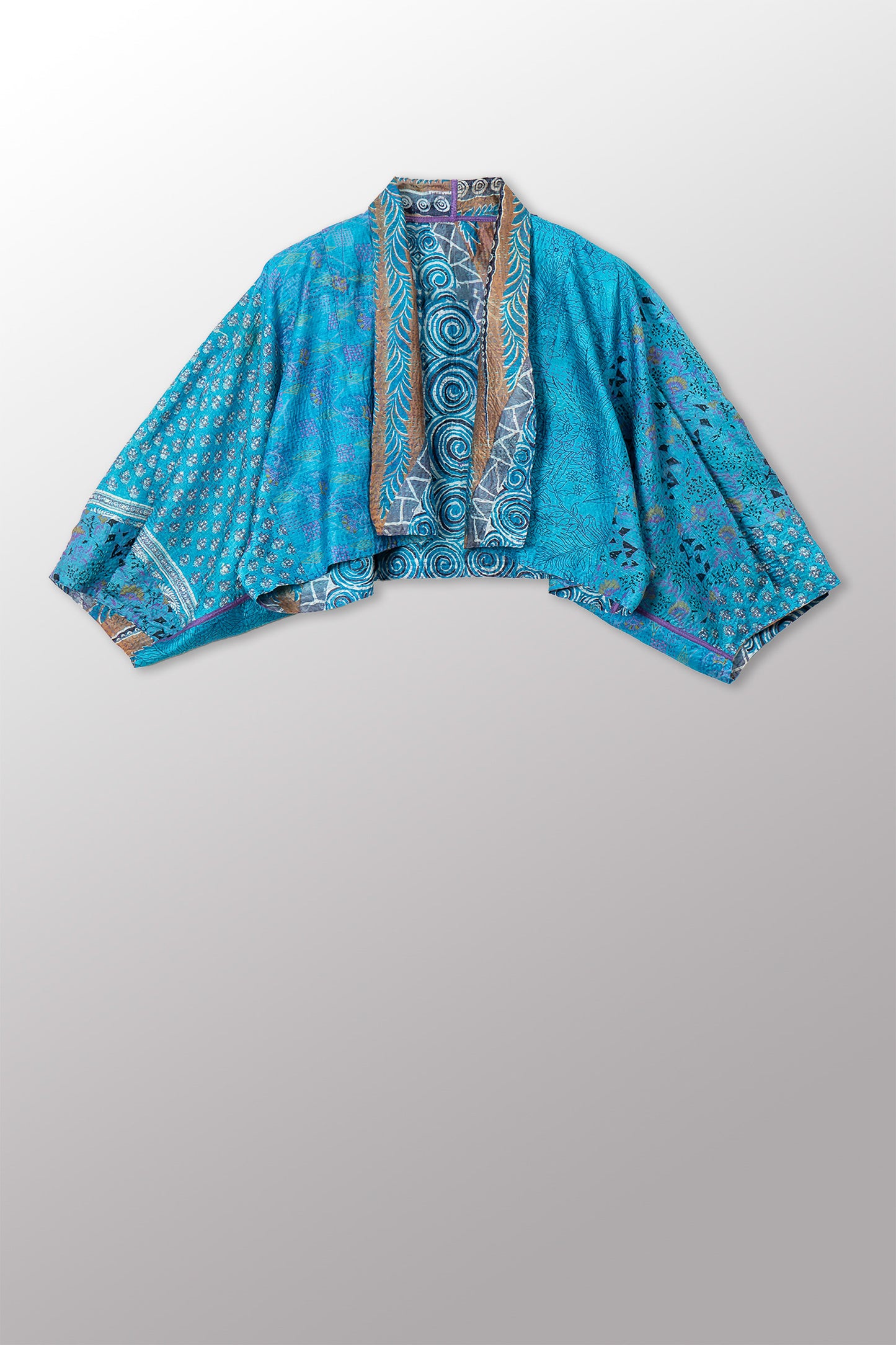 VINTAGE SILK KANTHA PUFF SLV. SHRUG - sv2062-0019a -