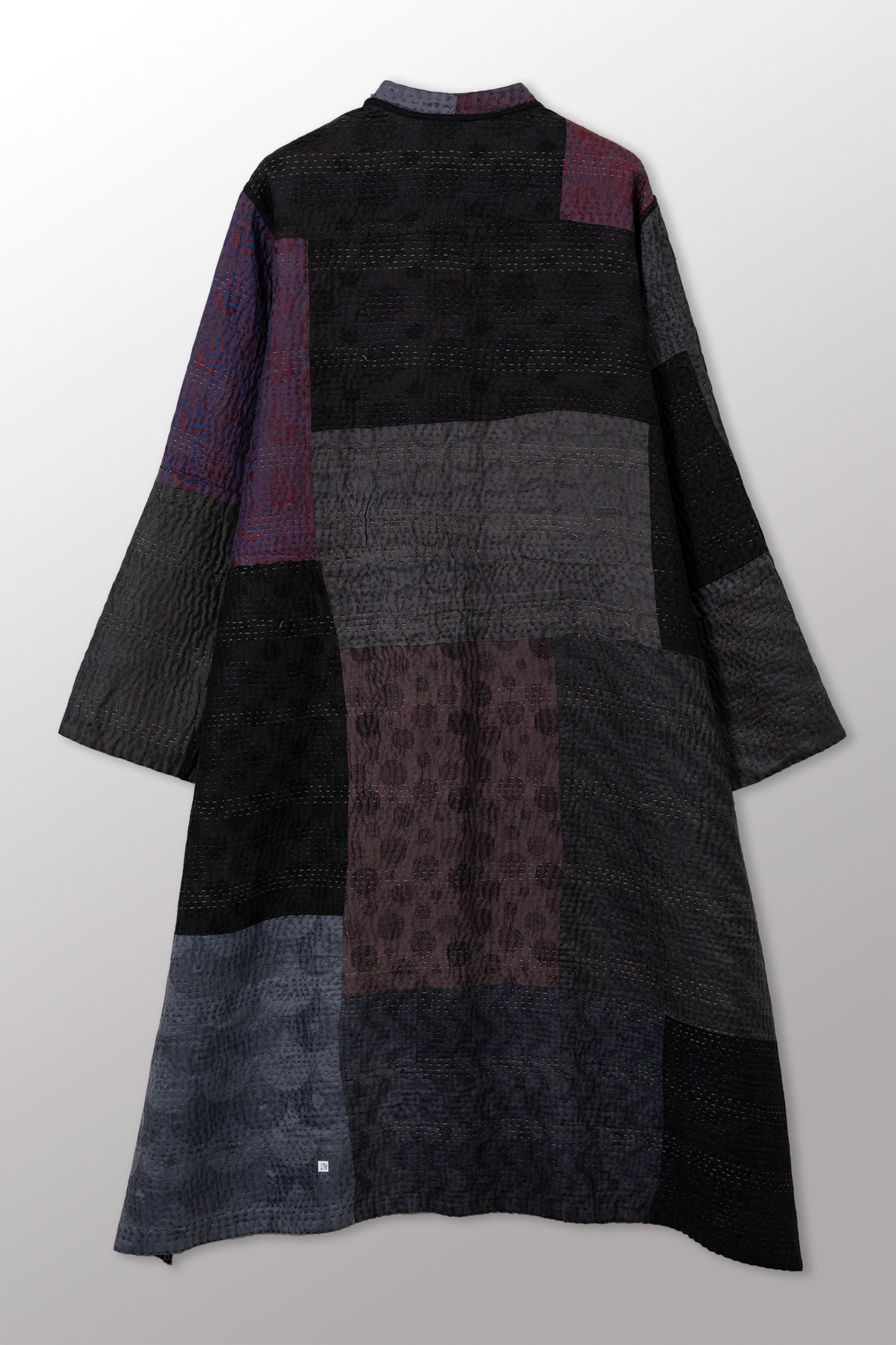 JACQUARD SILK KANTHA KAFTAN COAT - js4343-cblk001s -