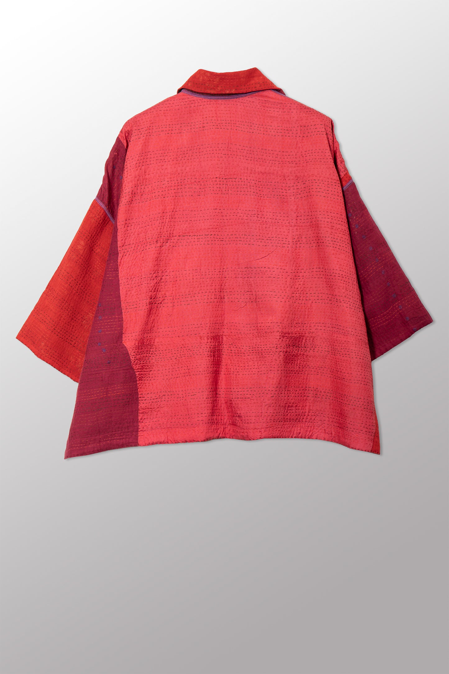 JAIPUR PATCH KANTHA CROPPED TENT SHIRT - jp2596-red -