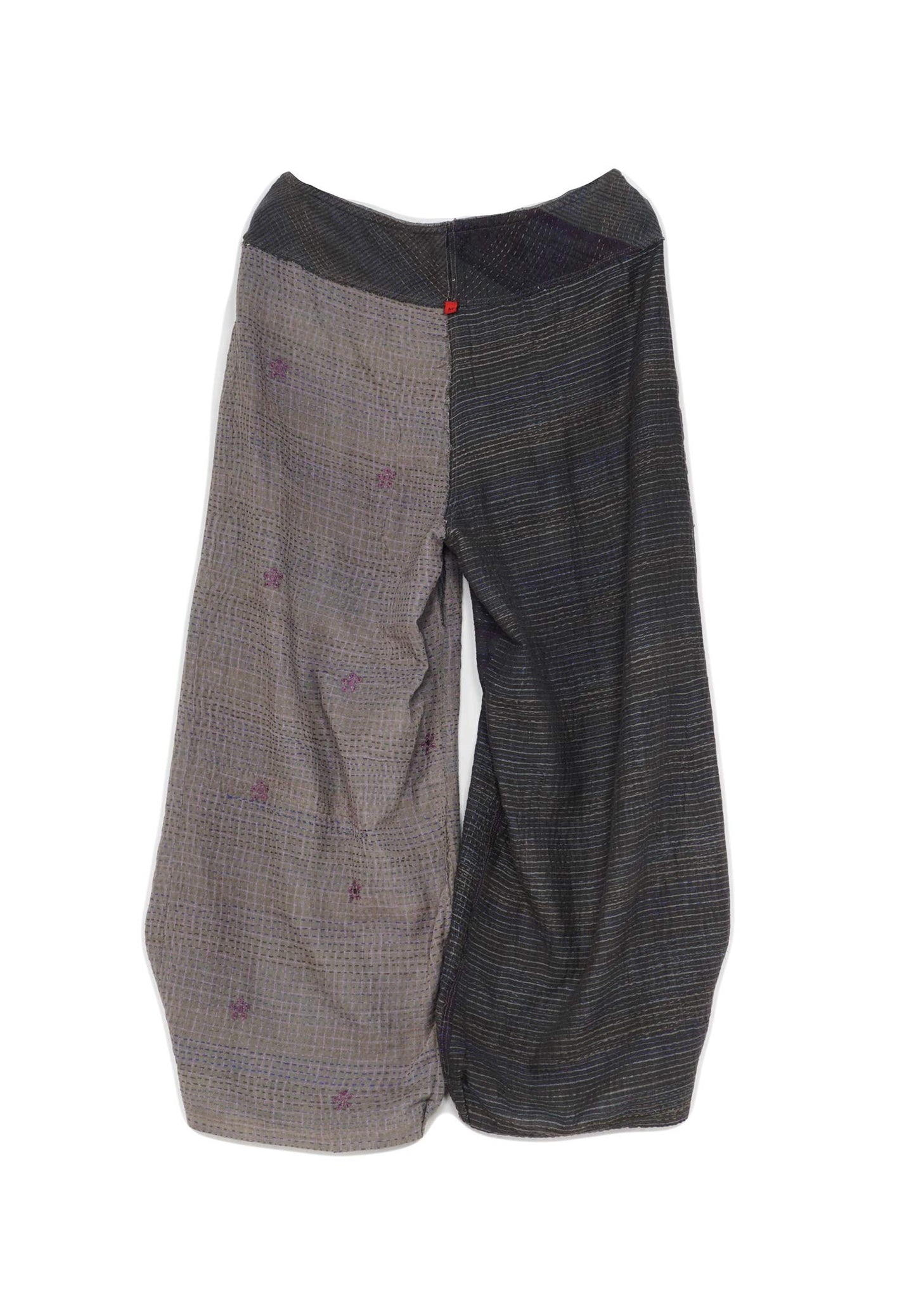 FRAYED PATCH KANTHA HAREM PANTS - fi2605-gry -