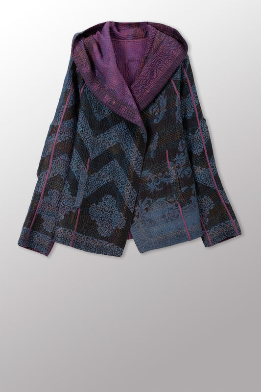 COTTON OVERDYE KANTHA HOODIE JACKET - ov4036-cprp001l -