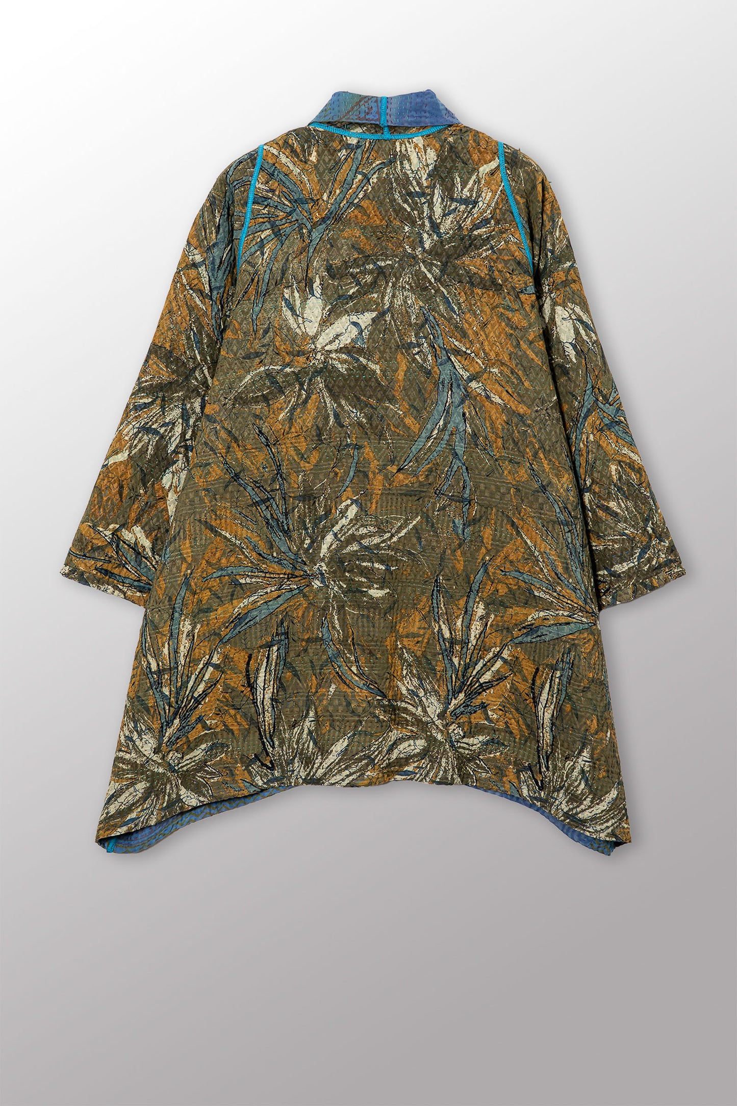 VINTAGE SILK GEORGETTE COTTON KANTHA A-LINE JACKET - gc4003-0004a -
