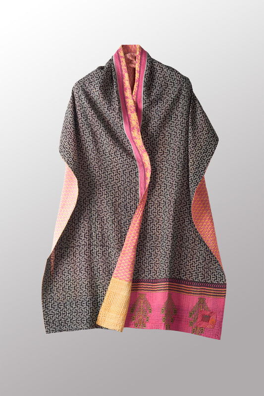VINTAGE COTTON KANTHA SCARF STANDARD - cv2801-0007a -