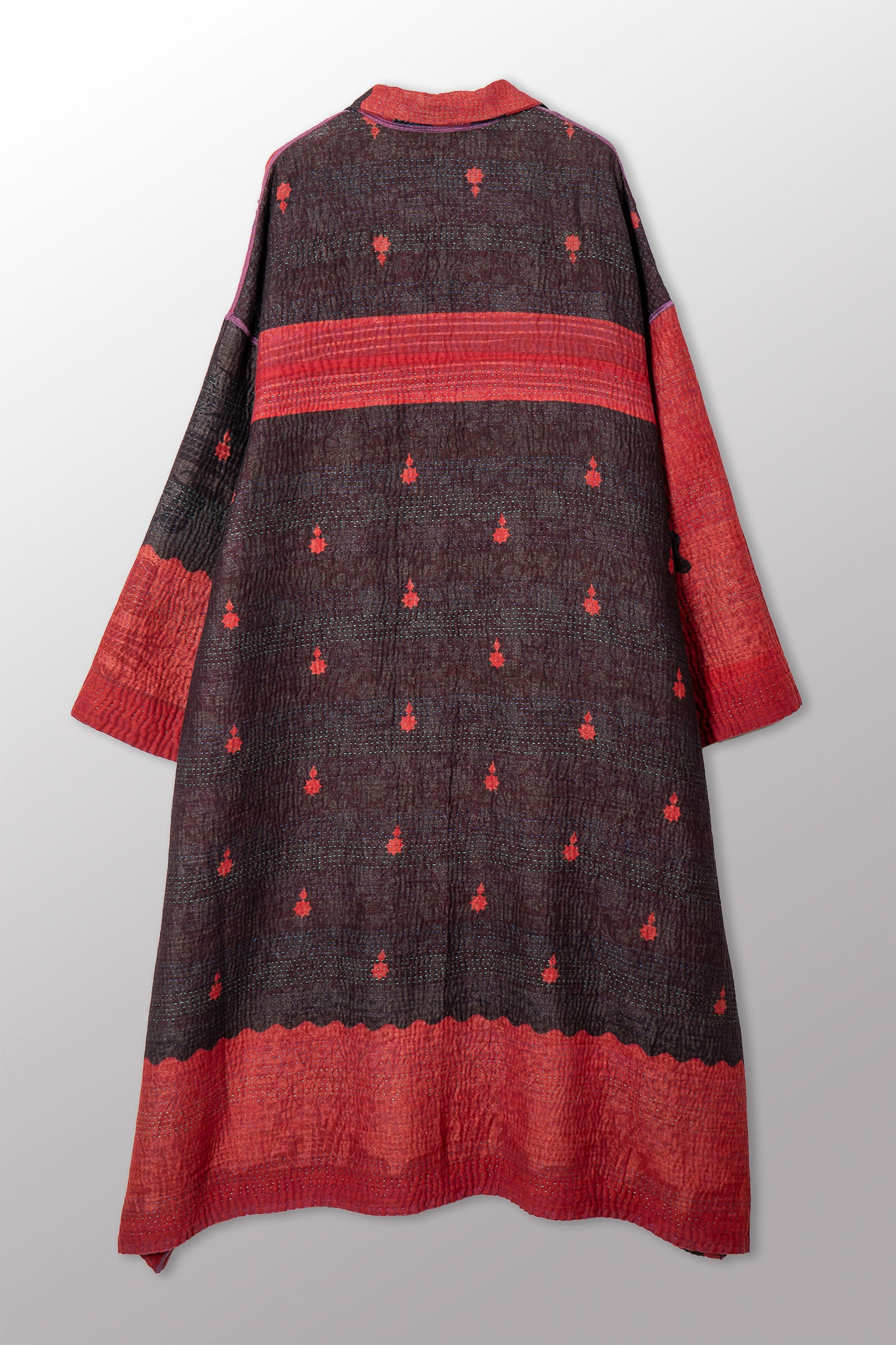 COTTON OVERDYE KANTHA OVERSIZED COAT - ov4326-cred001a -