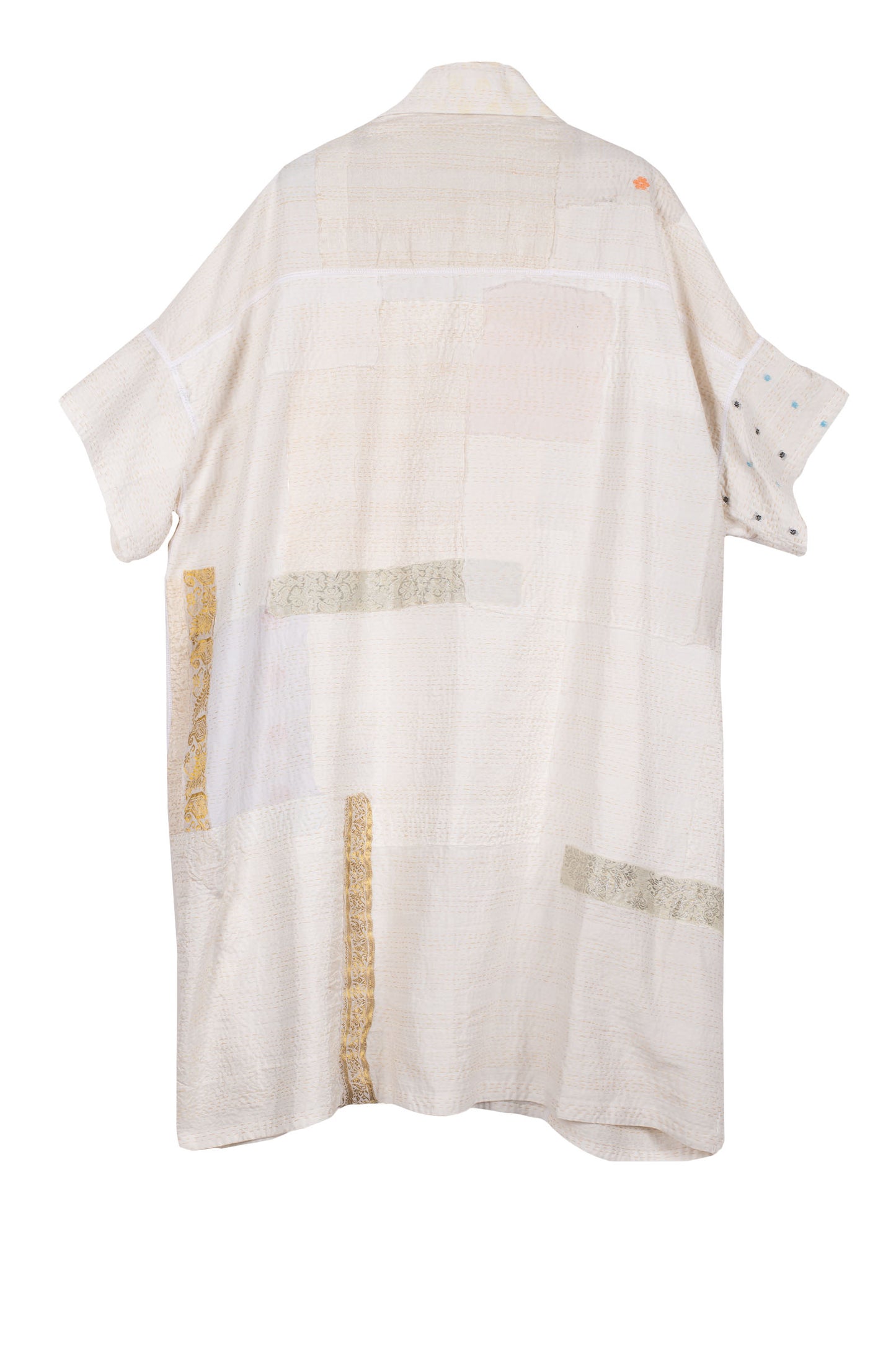 FRAYED PATCH KANTHA WIDE SHIRT DRESS - fi2448-ivy -