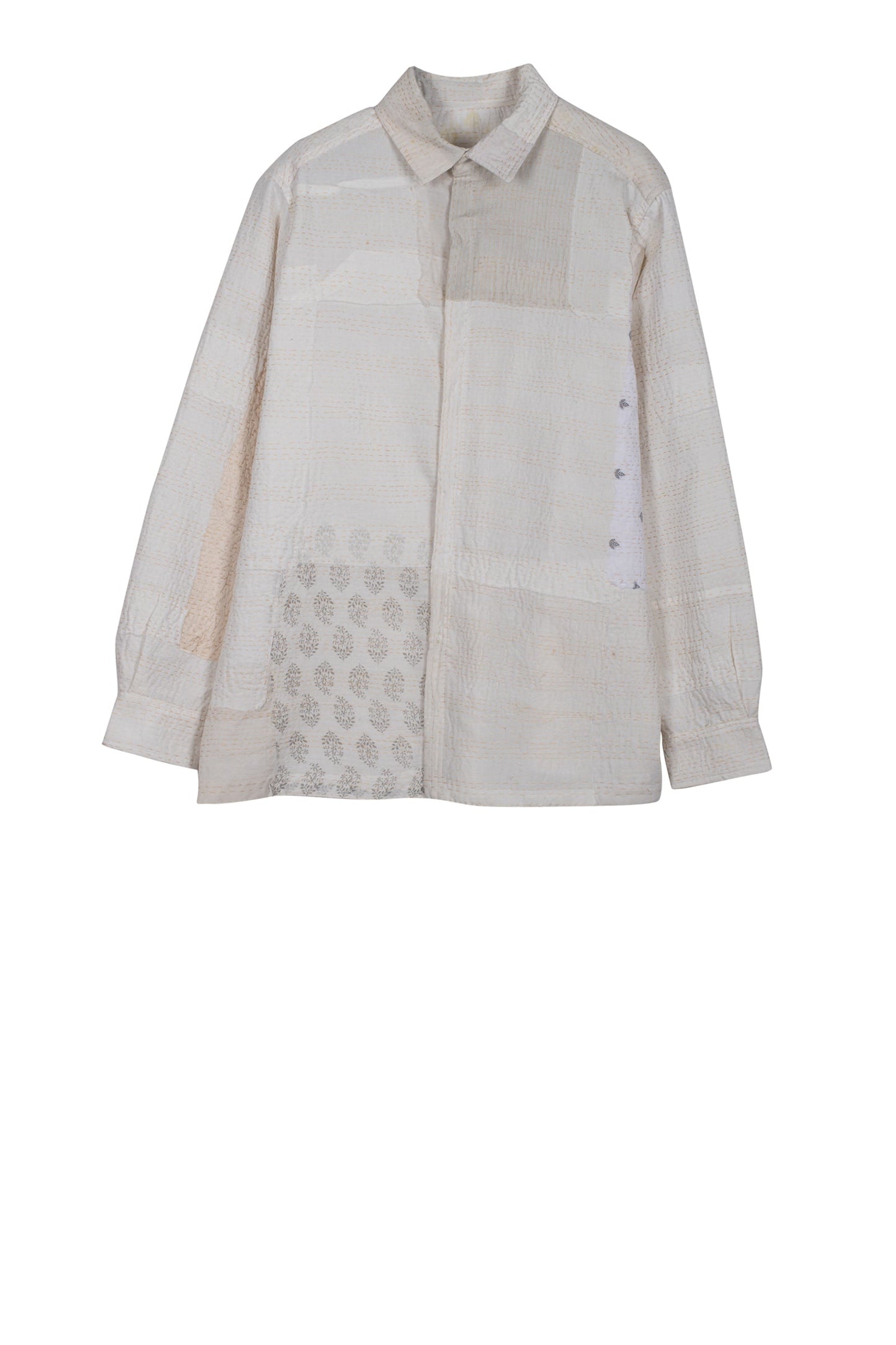 FRAYED PATCH KANTHA UNI SHIRT - fi2557-ivy -