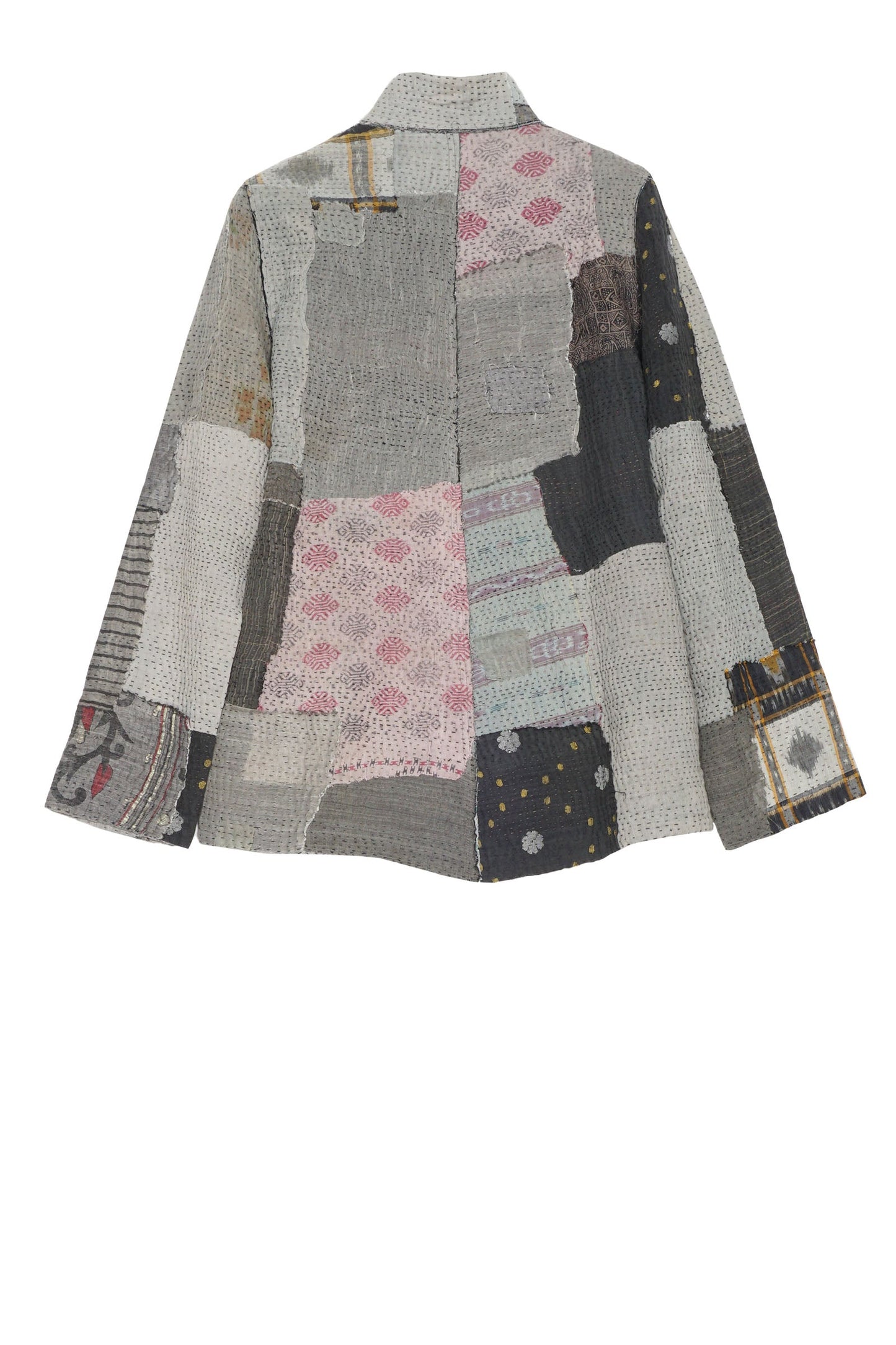 FRAYED PATCH KANTHA SIMPLE JKT - fi4022-gry-oldfab -