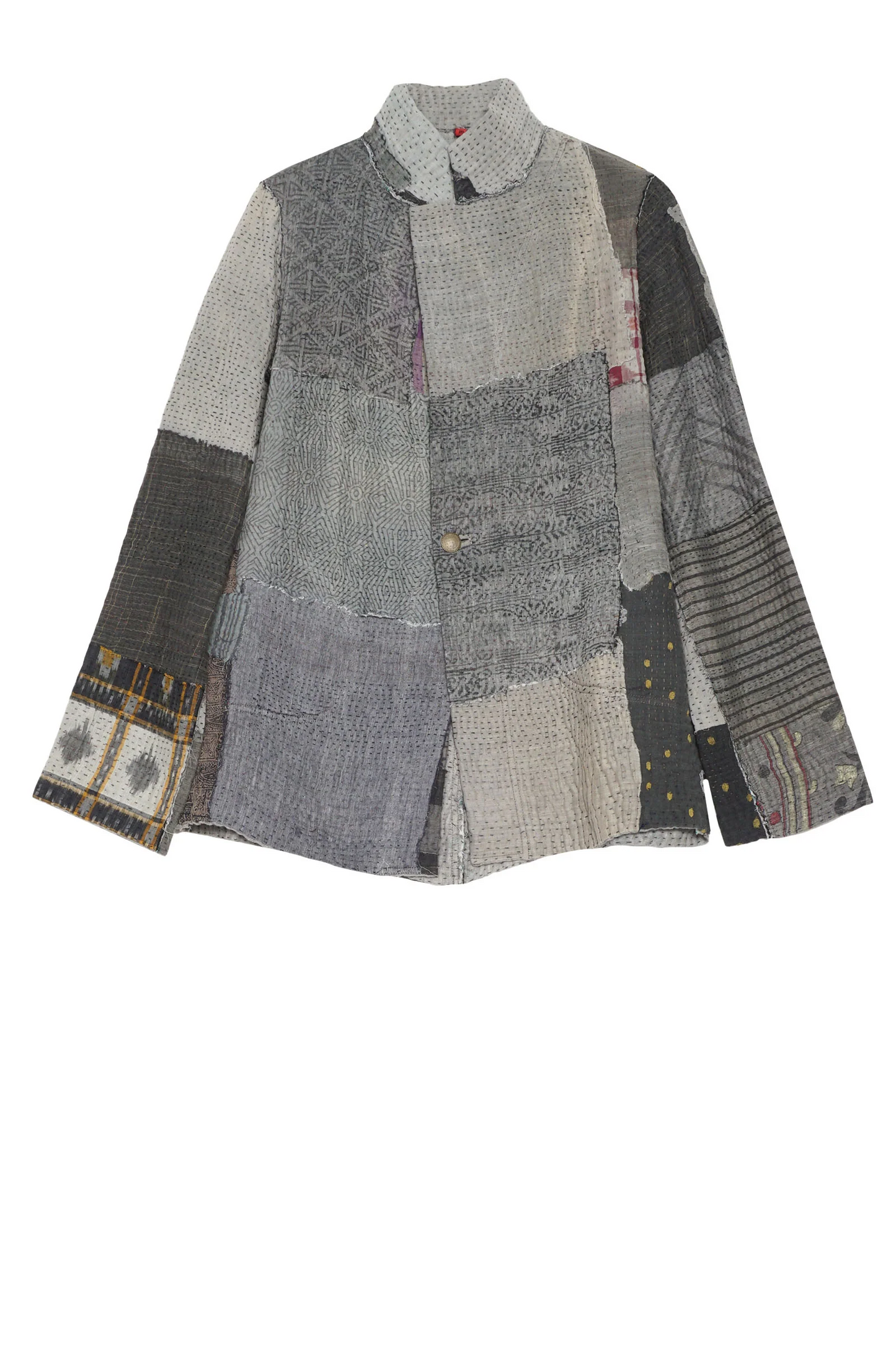 FRAYED PATCH KANTHA SIMPLE JKT - fi4022-gry-oldfab -