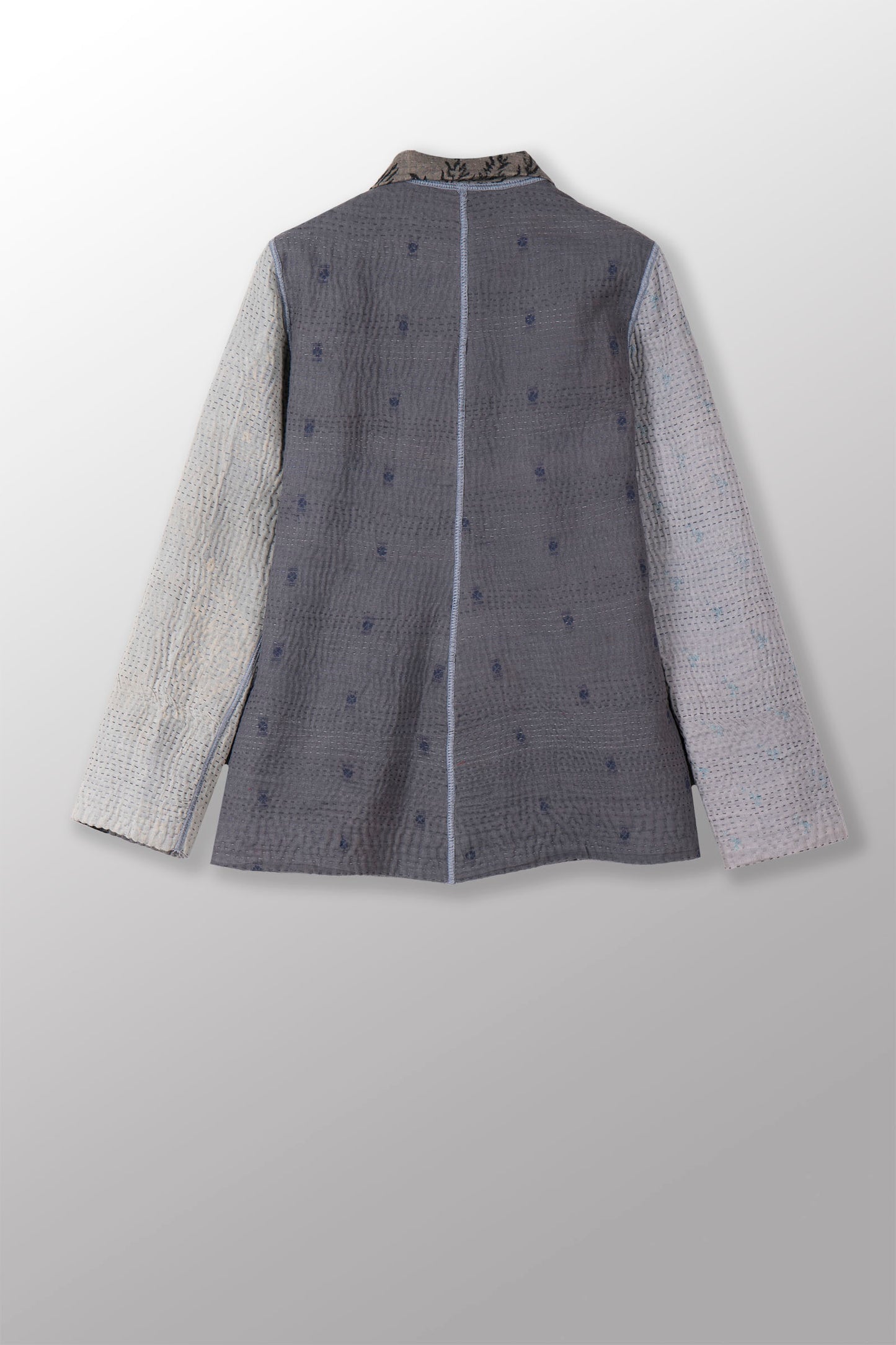 FRAYED PATCH KANTHA SIMPLE JKT - fi4022-gry -