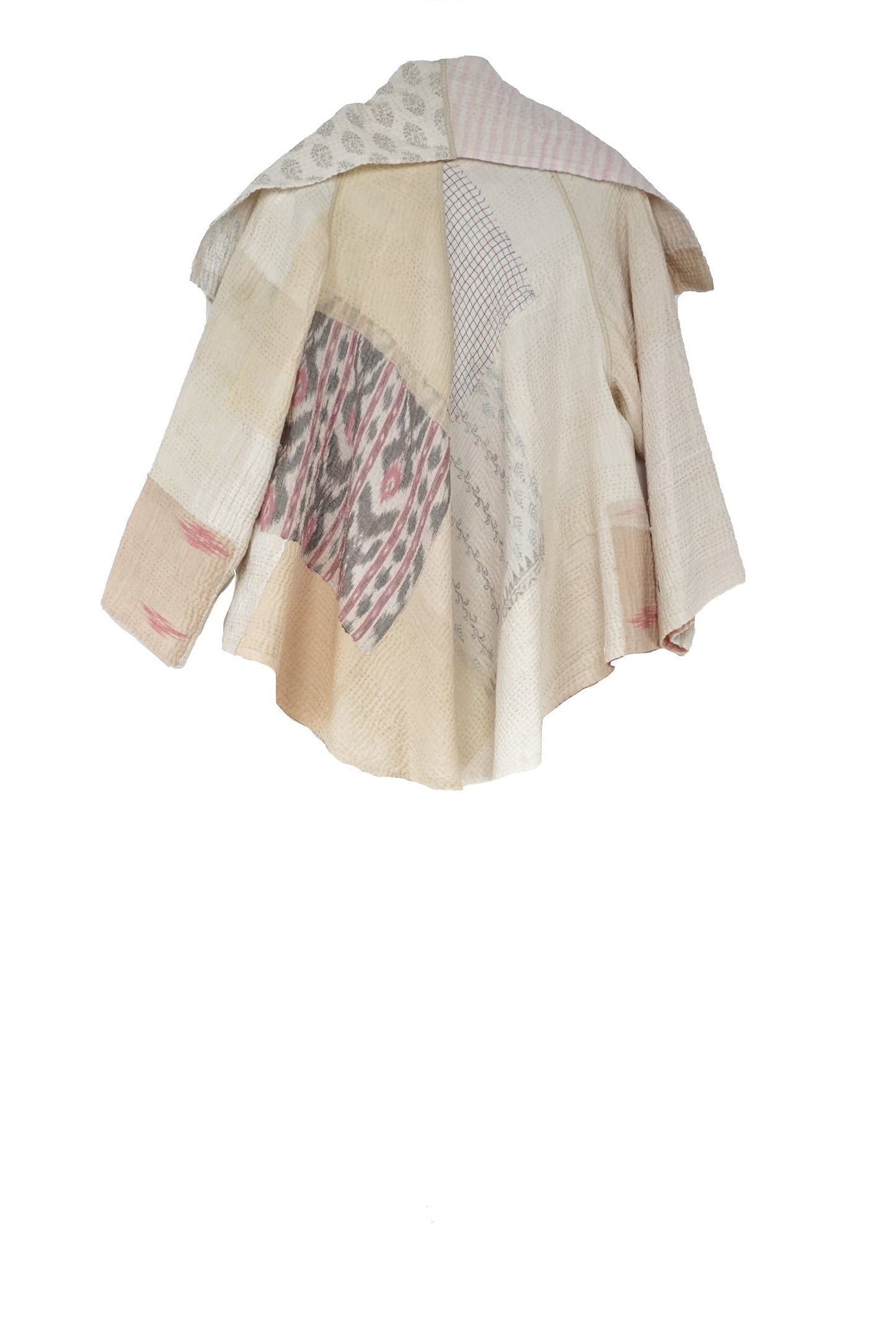 FRAYED PATCH MIX KANTHA CIRCULAR JKT - fm4008-ivy -