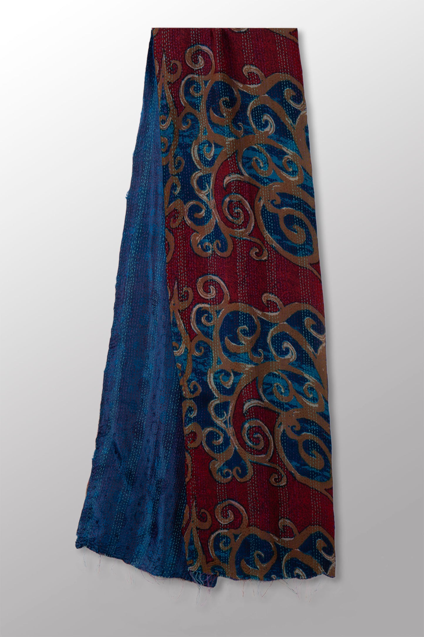 GEORGETTE JACQUARD  KANTHA SCARF SHORT - gq2805-blu -