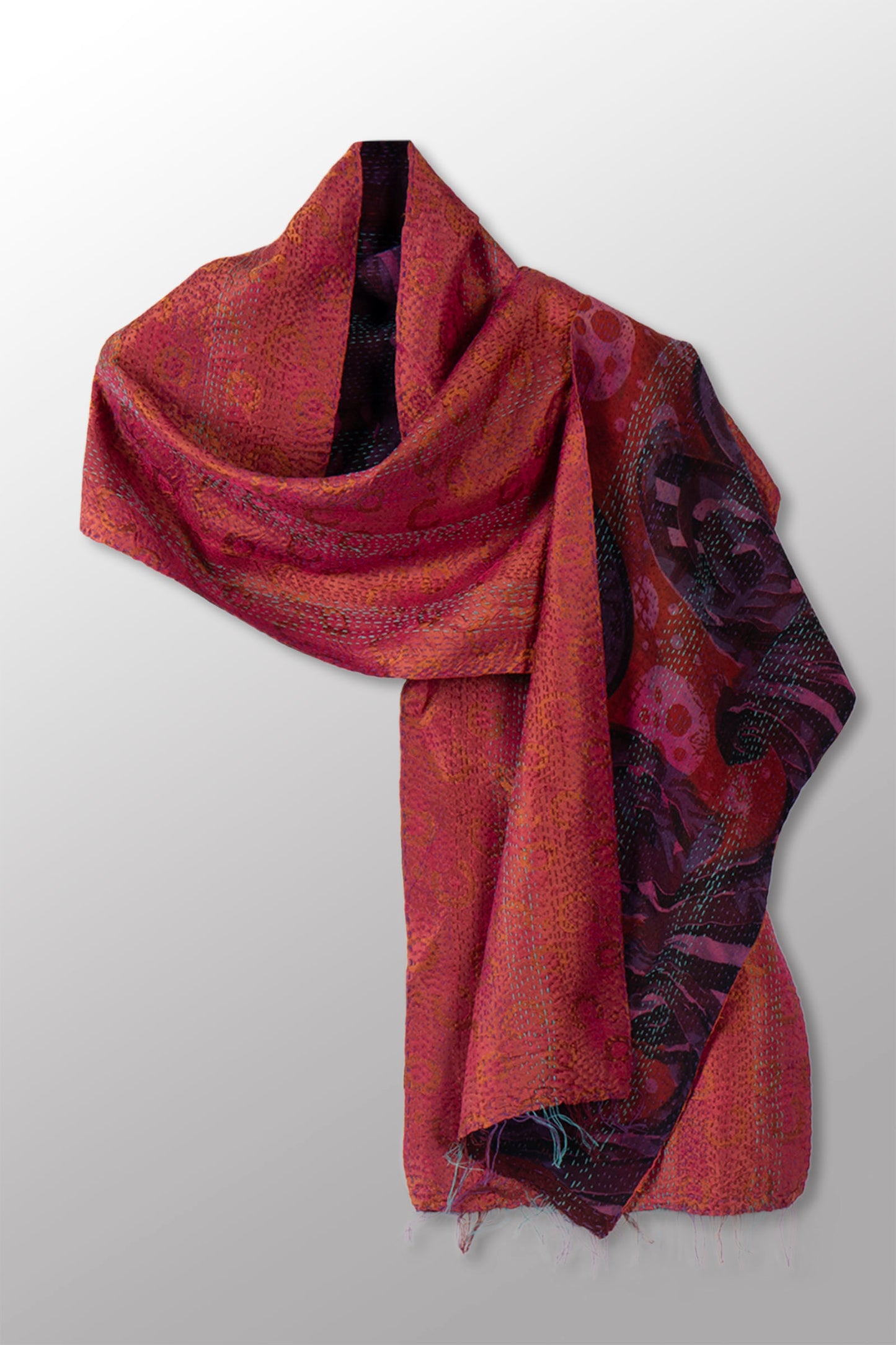 GEORGETTE JACQUARD  KANTHA SCARF SHORT - gq2805-mar -