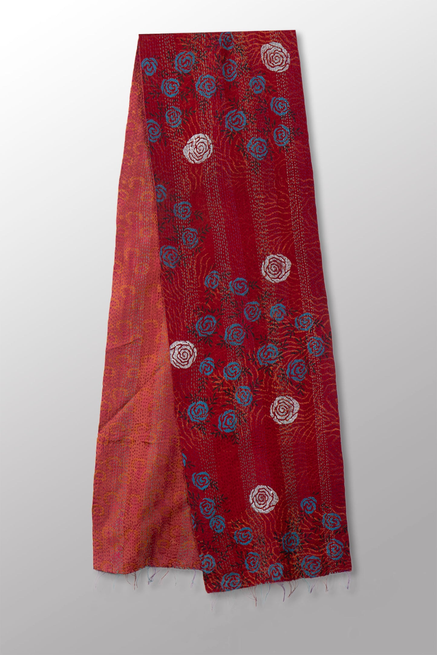 GEORGETTE JACQUARD  KANTHA SCARF SHORT - gq2805-red -