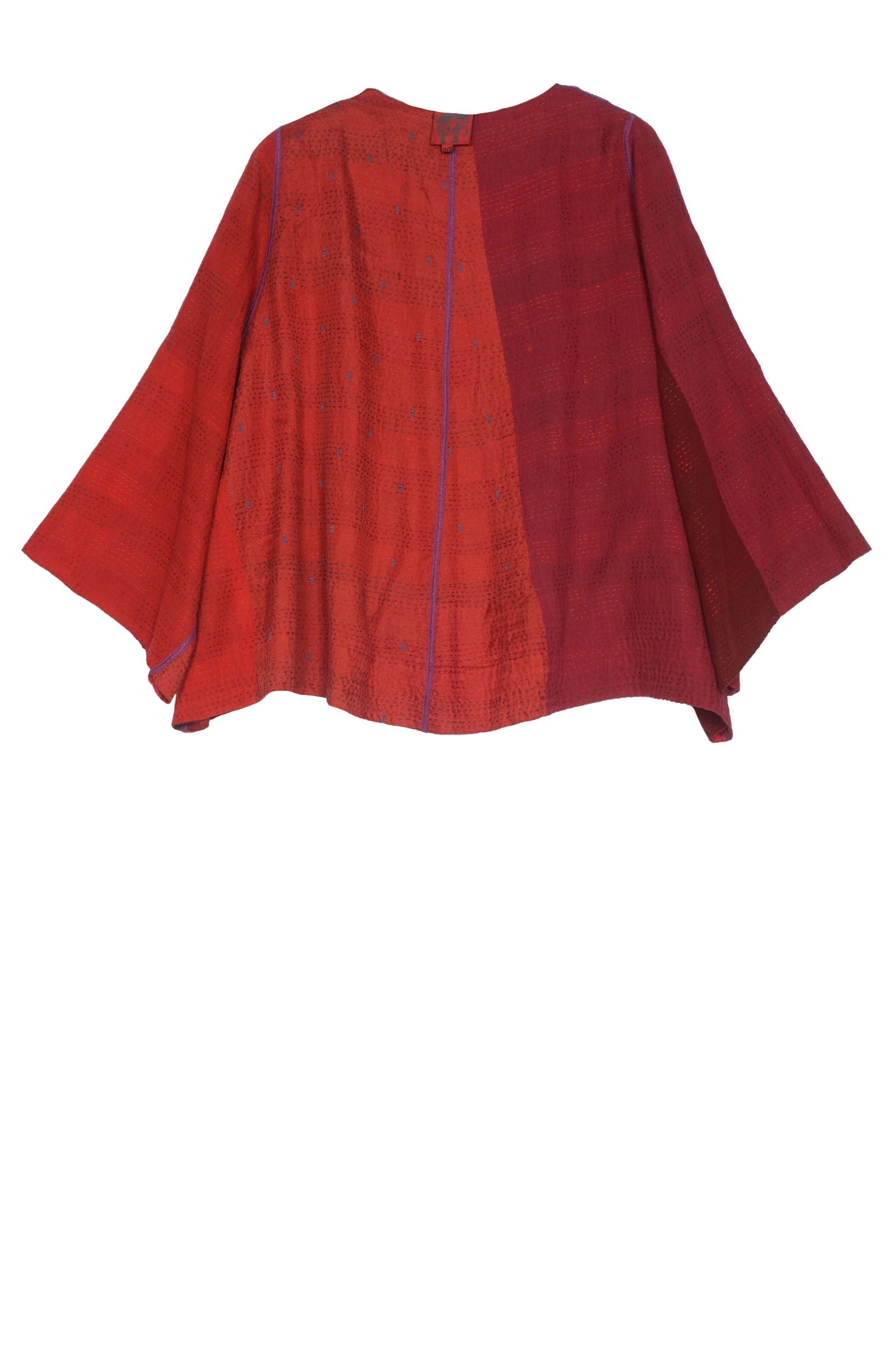 JAIPUR PATCH KANTHA BELL SHAPE JKT - jp2048-red -