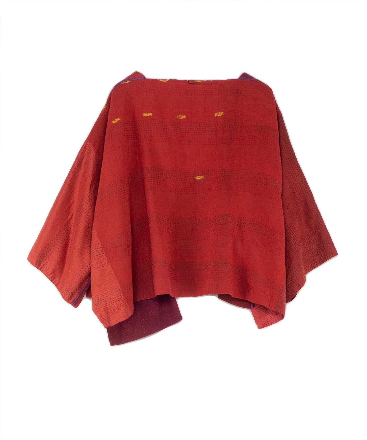 JAIPUR PATCH KANTHA 3/4 SLV. CROP TOP - jp2528-red -