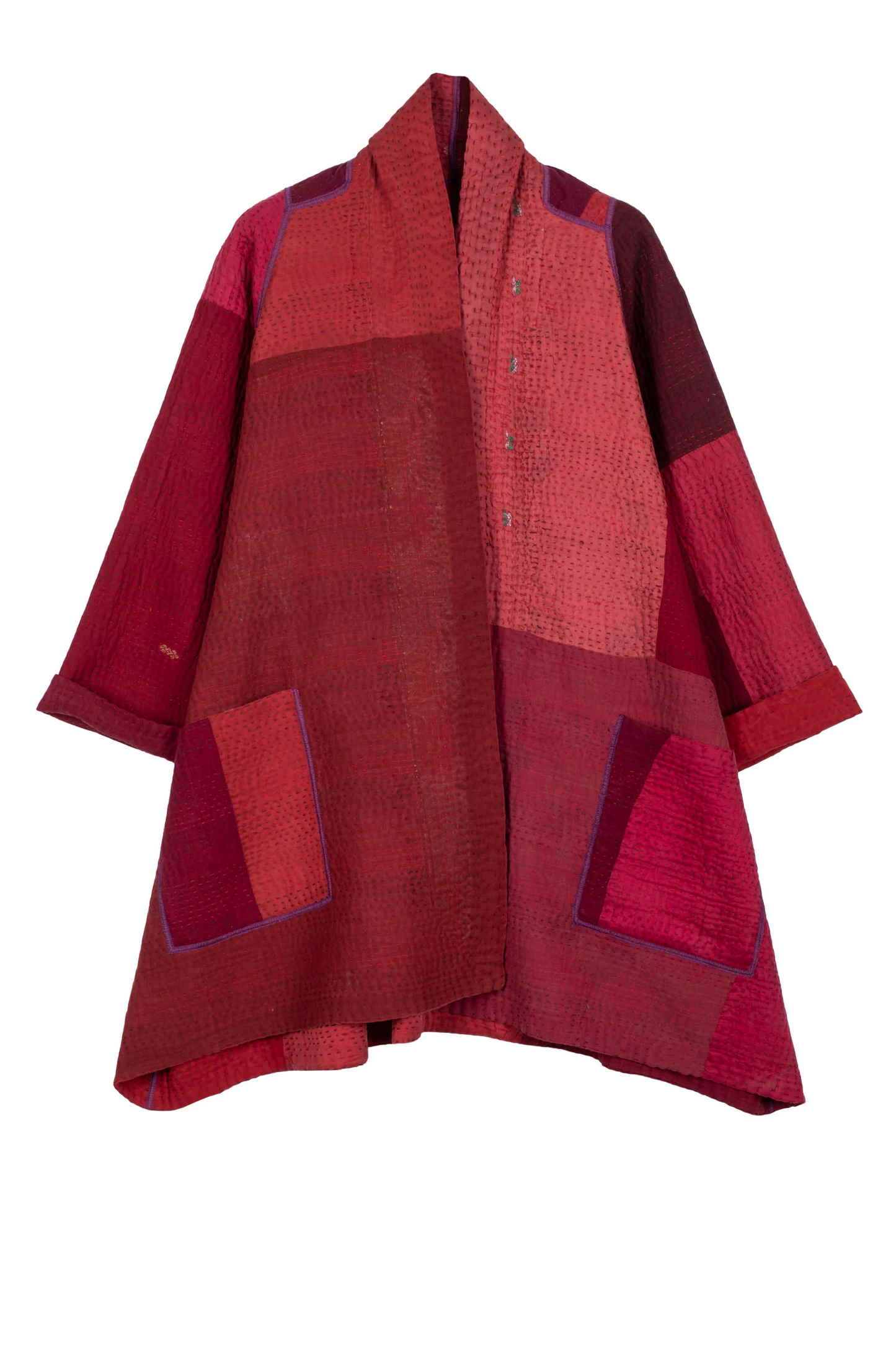 JAIPUR PATCH KANTHA A-LINE JKT - jp4003-red -