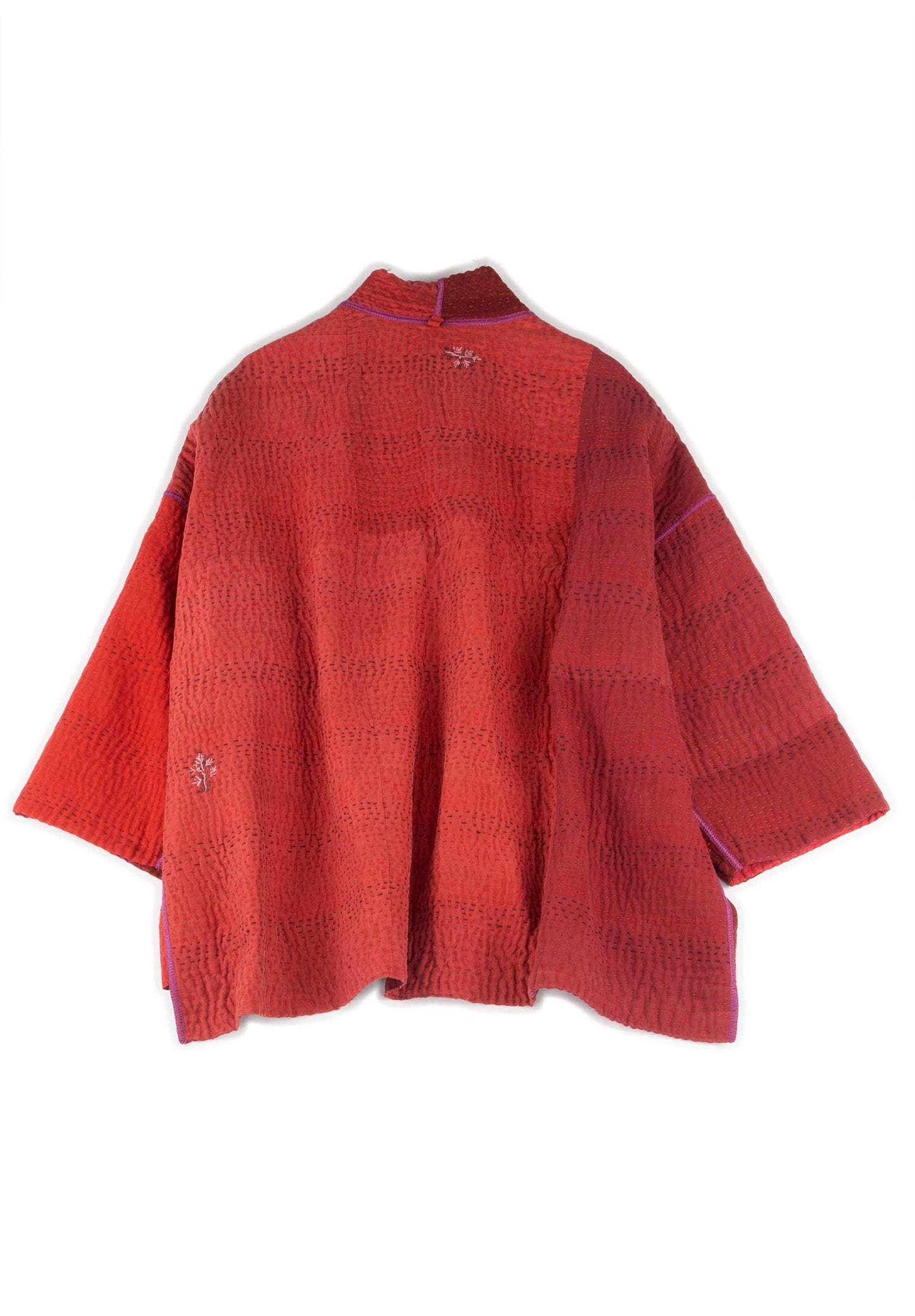 JAIPUR PATCH KANTHA MINI KIMONO JKT - jp4055-red -