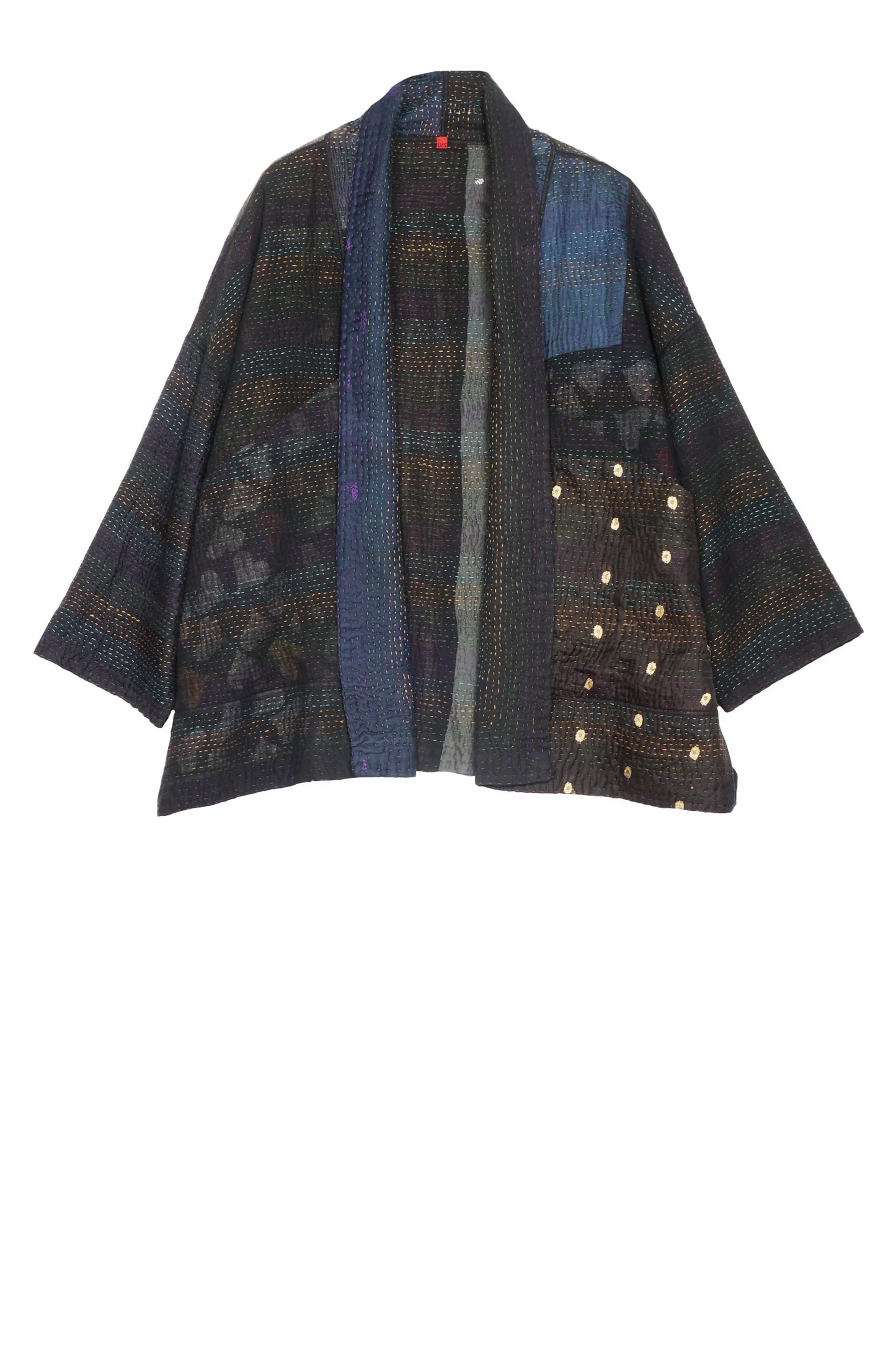 JAIPUR PATCH KANTHA BIG POCKET JACKET - jp4057-blk -