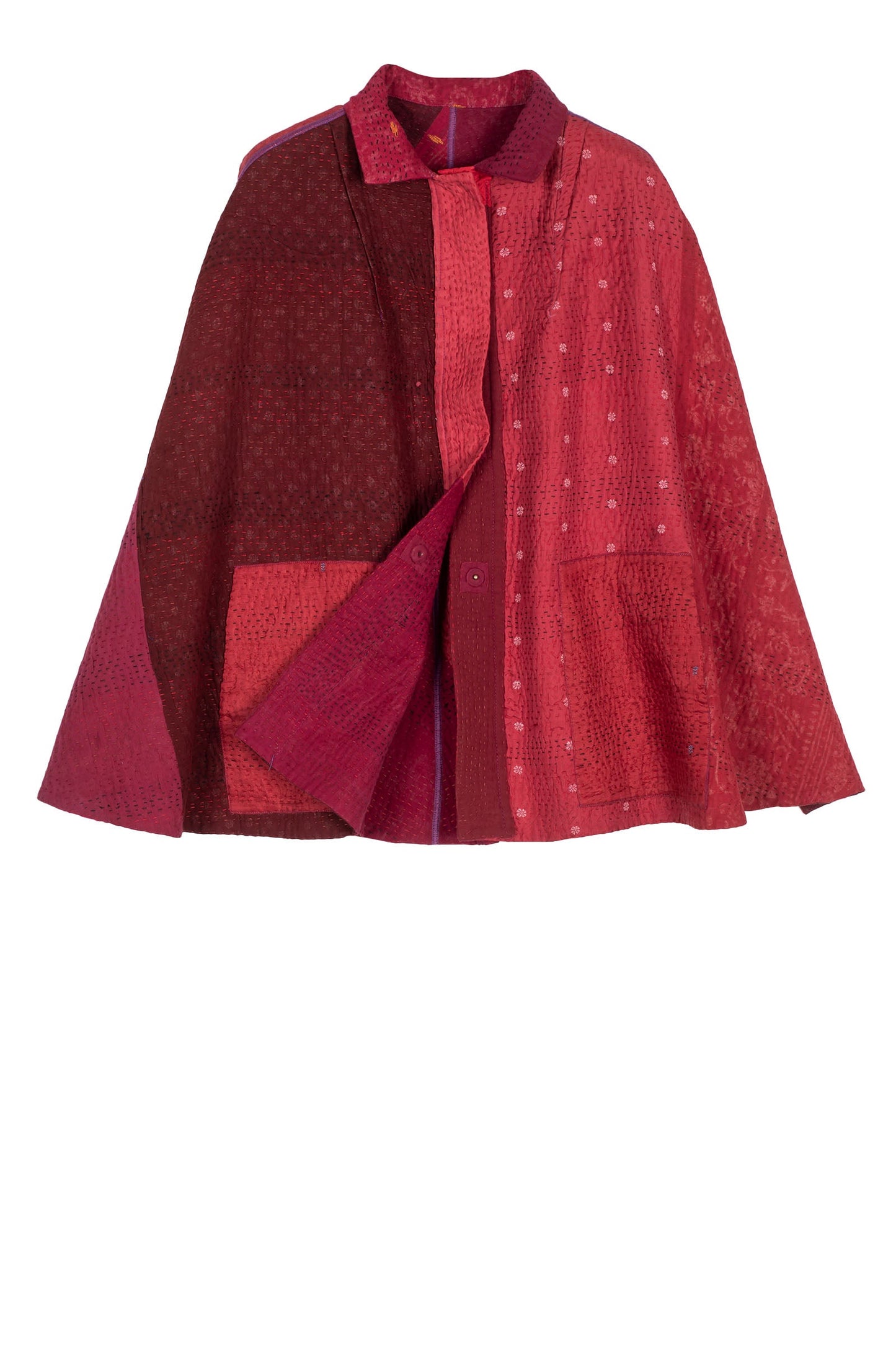 JAIPUR PATCH KANTHA MANTLE - jp4069-red -