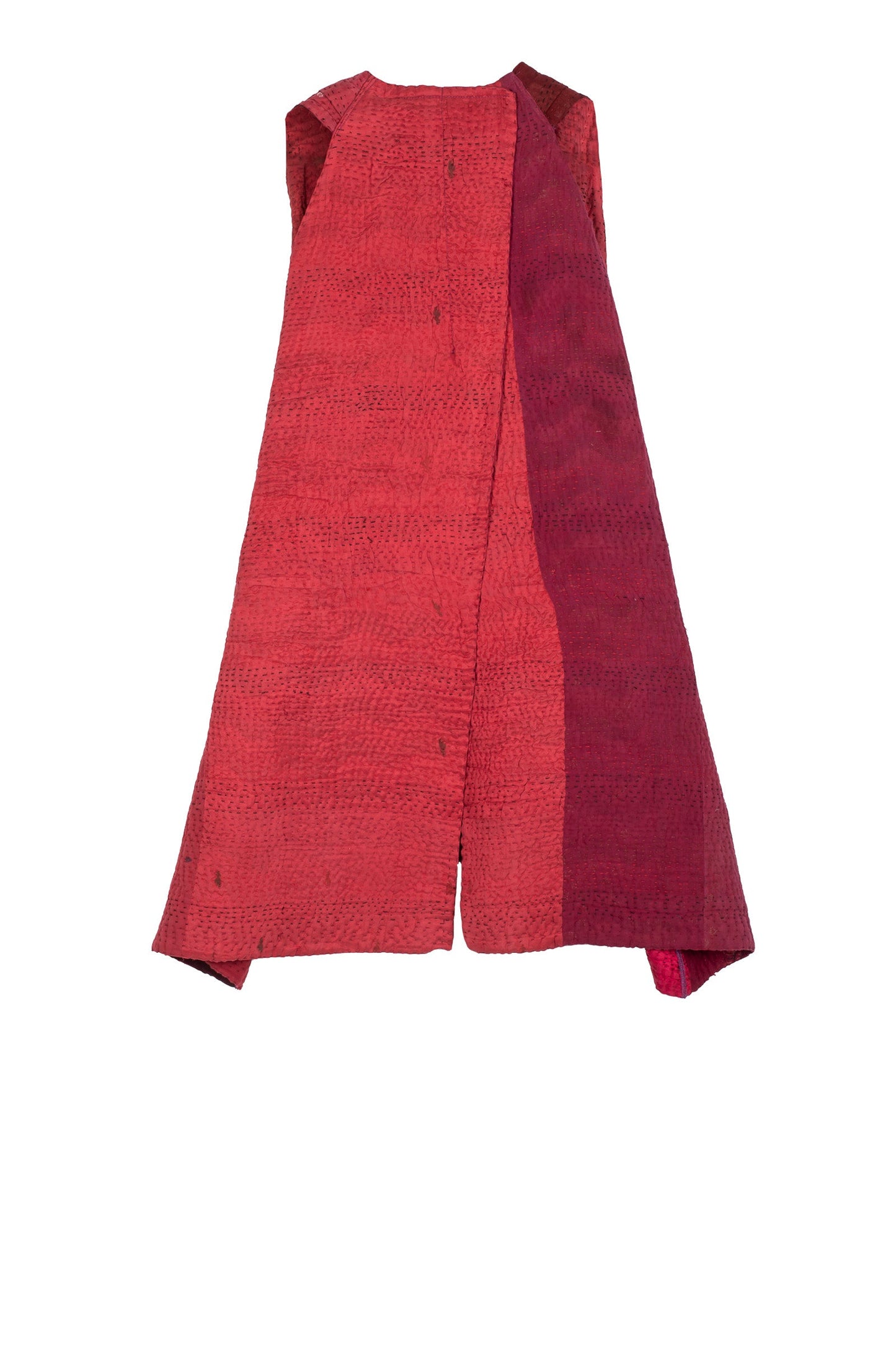 JAIPUR PATCH KANTHA BACK PLEATED VEST - jp4221-red -