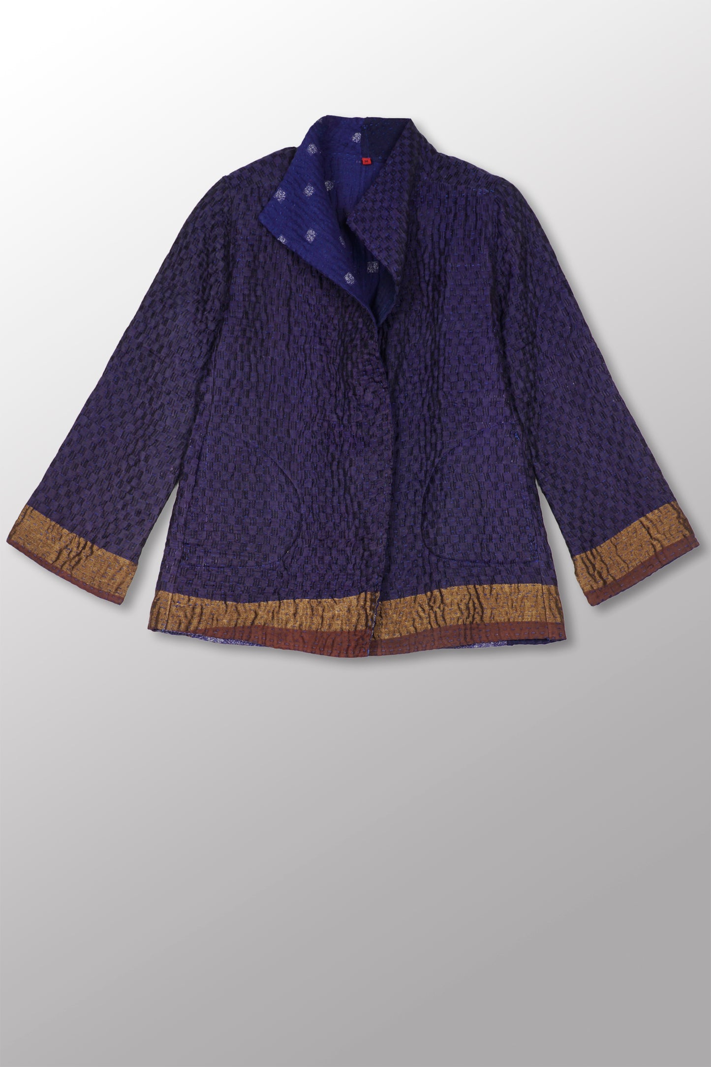 JACQUARD WITH WOVEN KANTHA SHORT JACKET - jq5007-0001m -