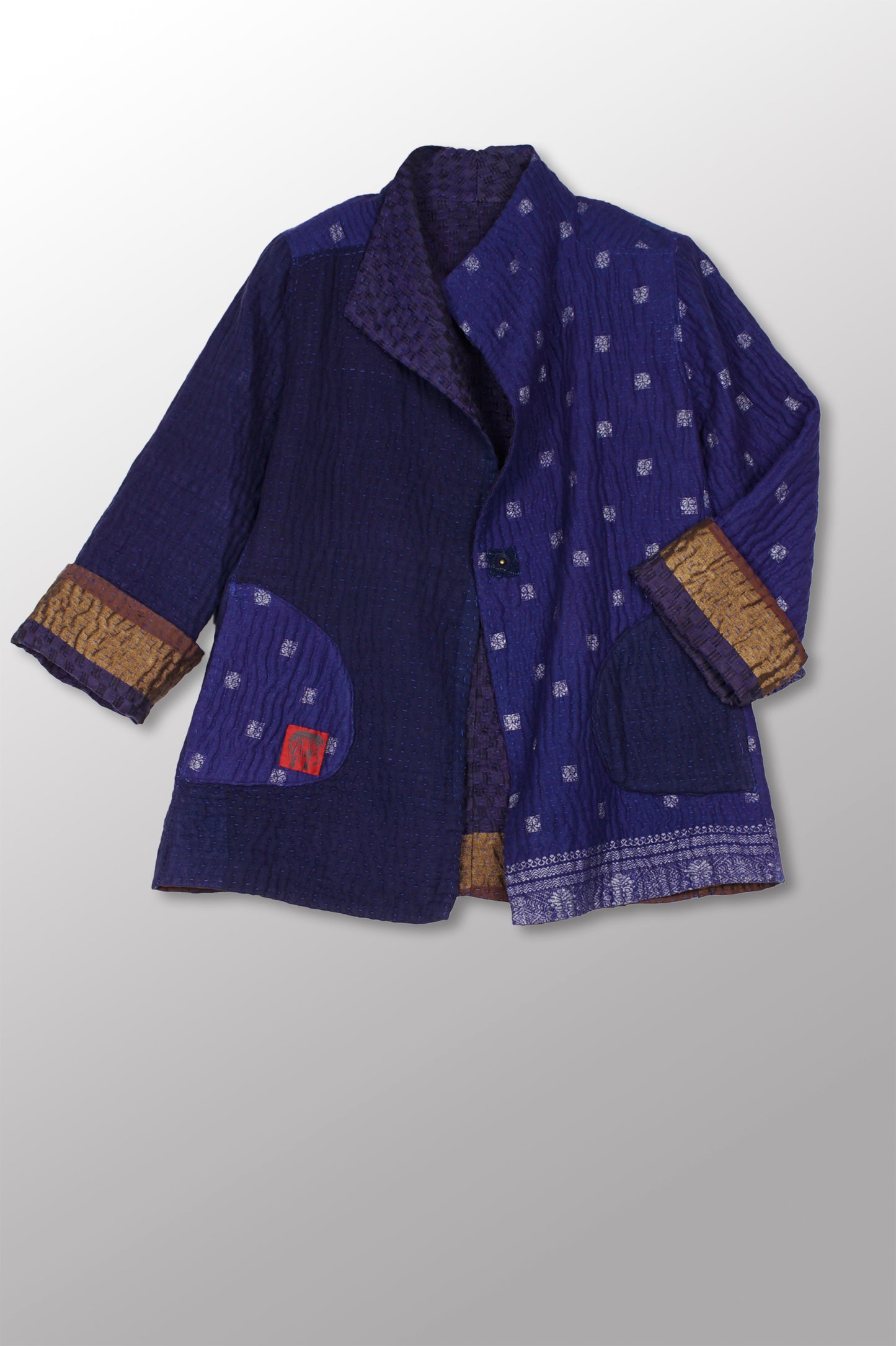 JACQUARD WITH WOVEN KANTHA SHORT JACKET - jq5007-0001m -