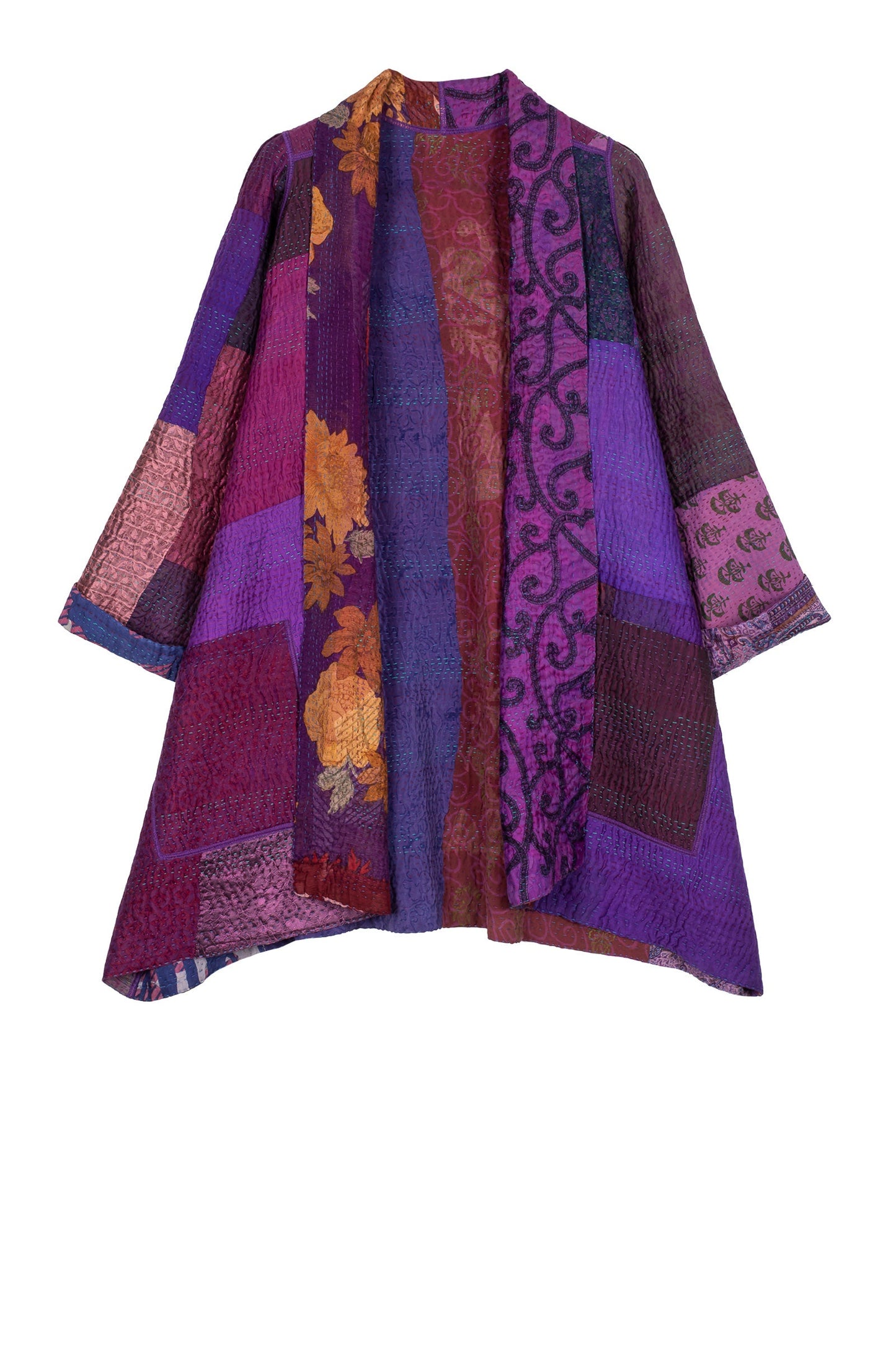 JACQUARD SILK KANTHA A-LINE JKT - js4003-prp -