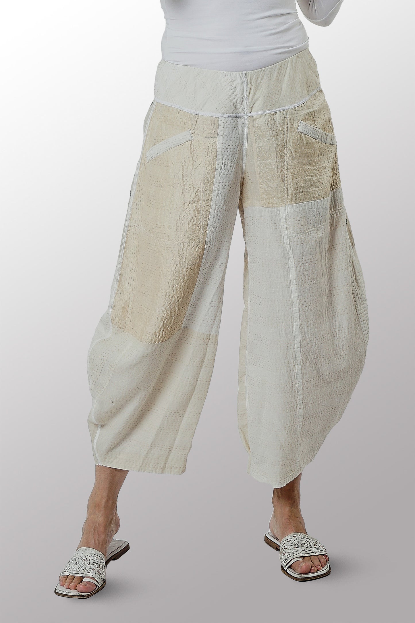 JAIPUR WHITE KANTHA HAREM PANTS - jw2605-ivy -