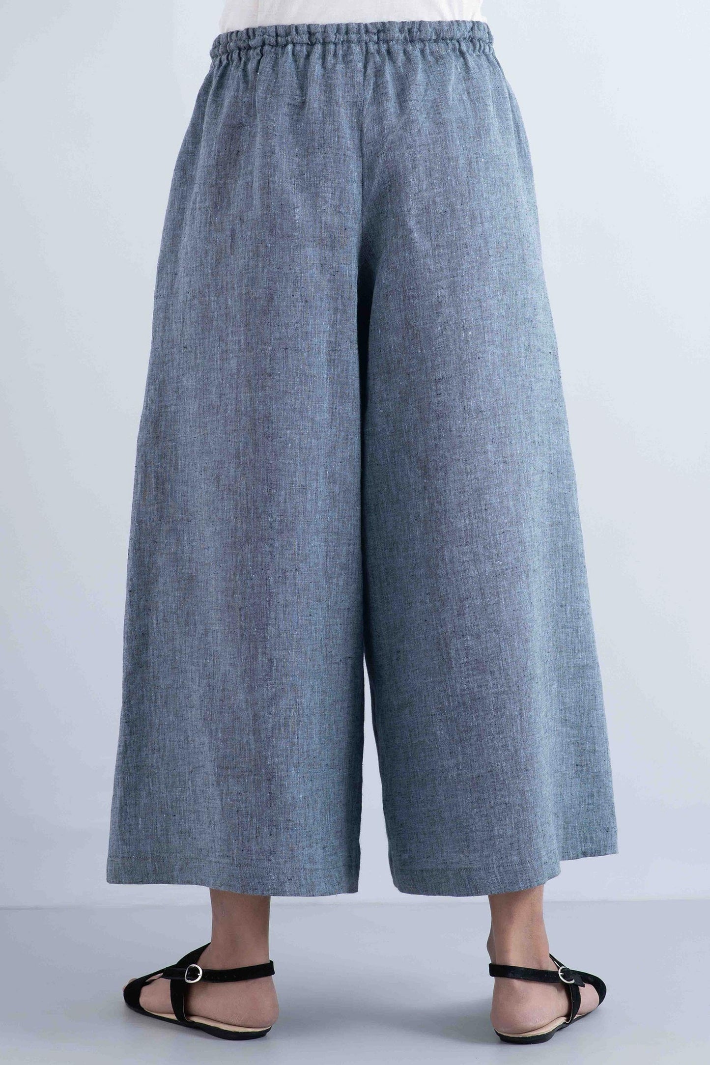 LINEN DRAW STRING GAUCHO - ln1627-blu -