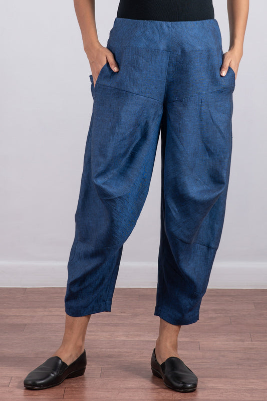 LINEN YAMAHA PANTS - ln1632-nvy -